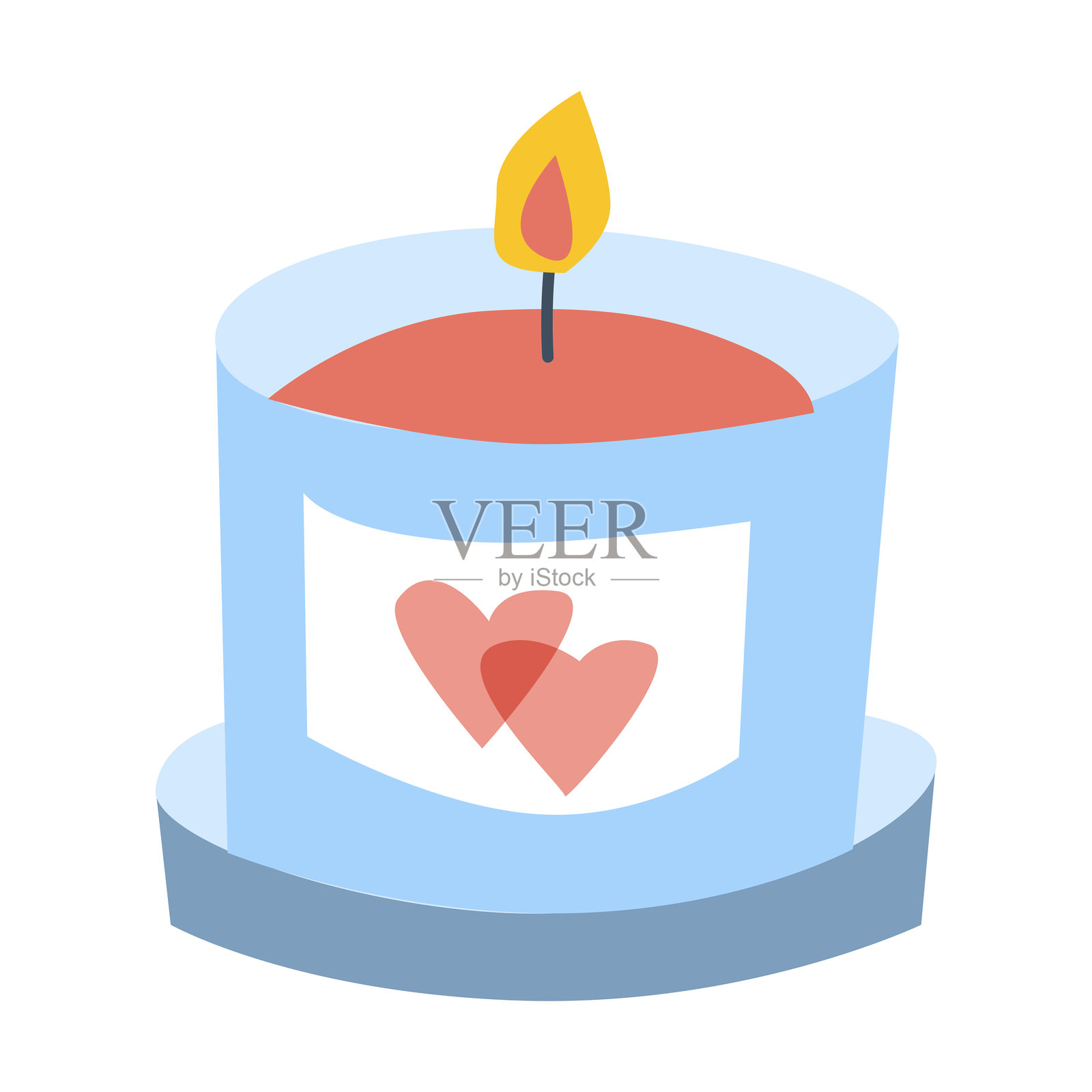 浪漫的心形装饰蜡烛:现代简约设计营造温馨氛围插画图片素材