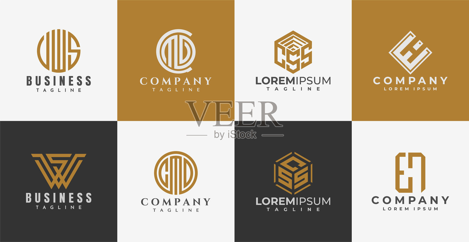 现代线条字母 VWS CMD CSS EH 品牌套件插画图片素材