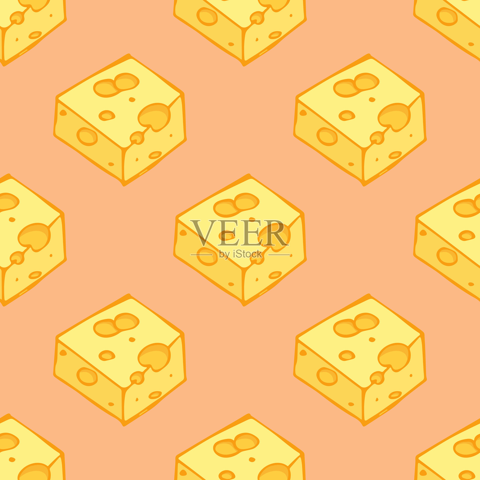 无缝奶酪泡芙图案,适用于装饰印刷、包装纸、贺卡、墙纸和面料插画图片素材
