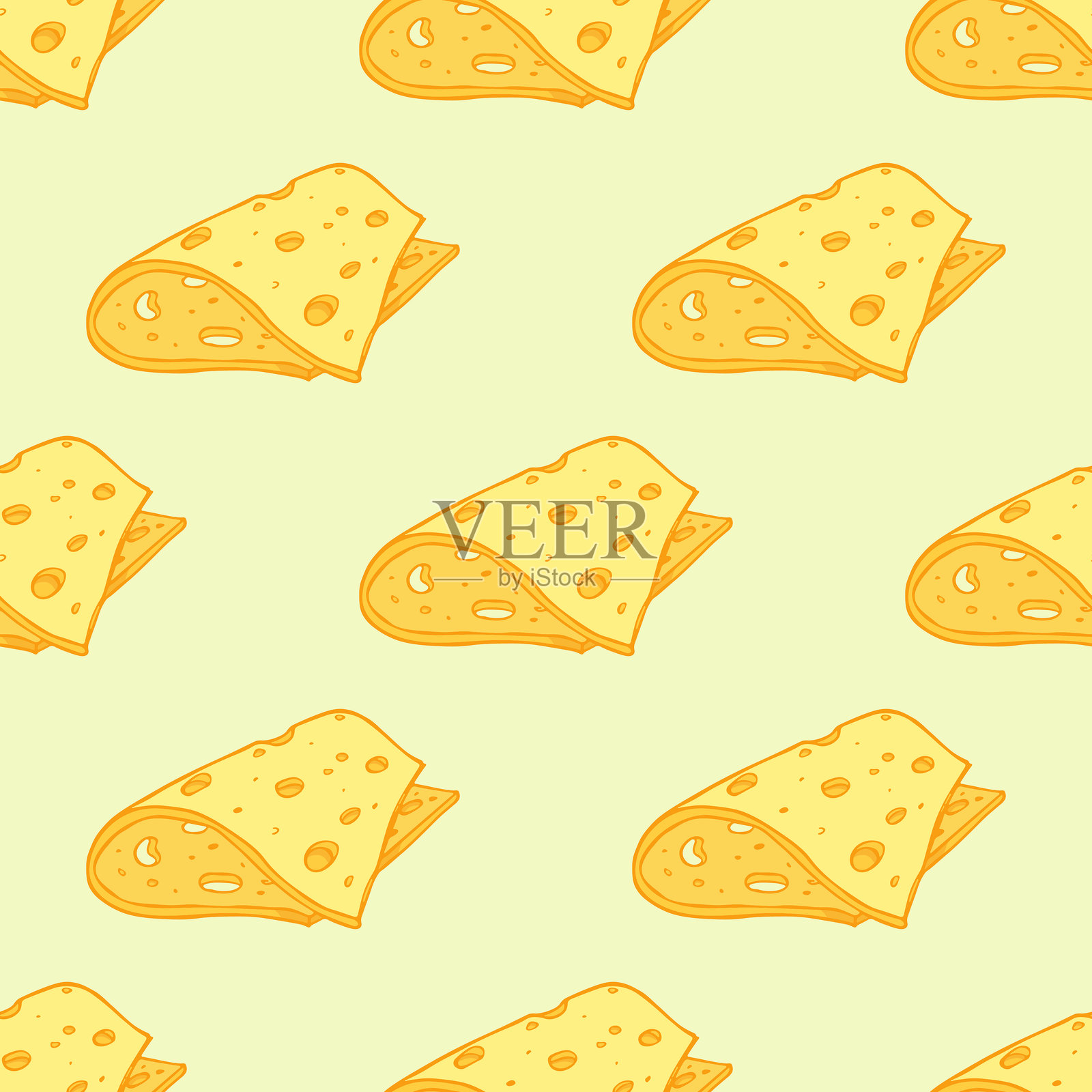 无缝奶酪泡芙图案,适用于装饰印刷、包装纸、贺卡、墙纸和面料插画图片素材