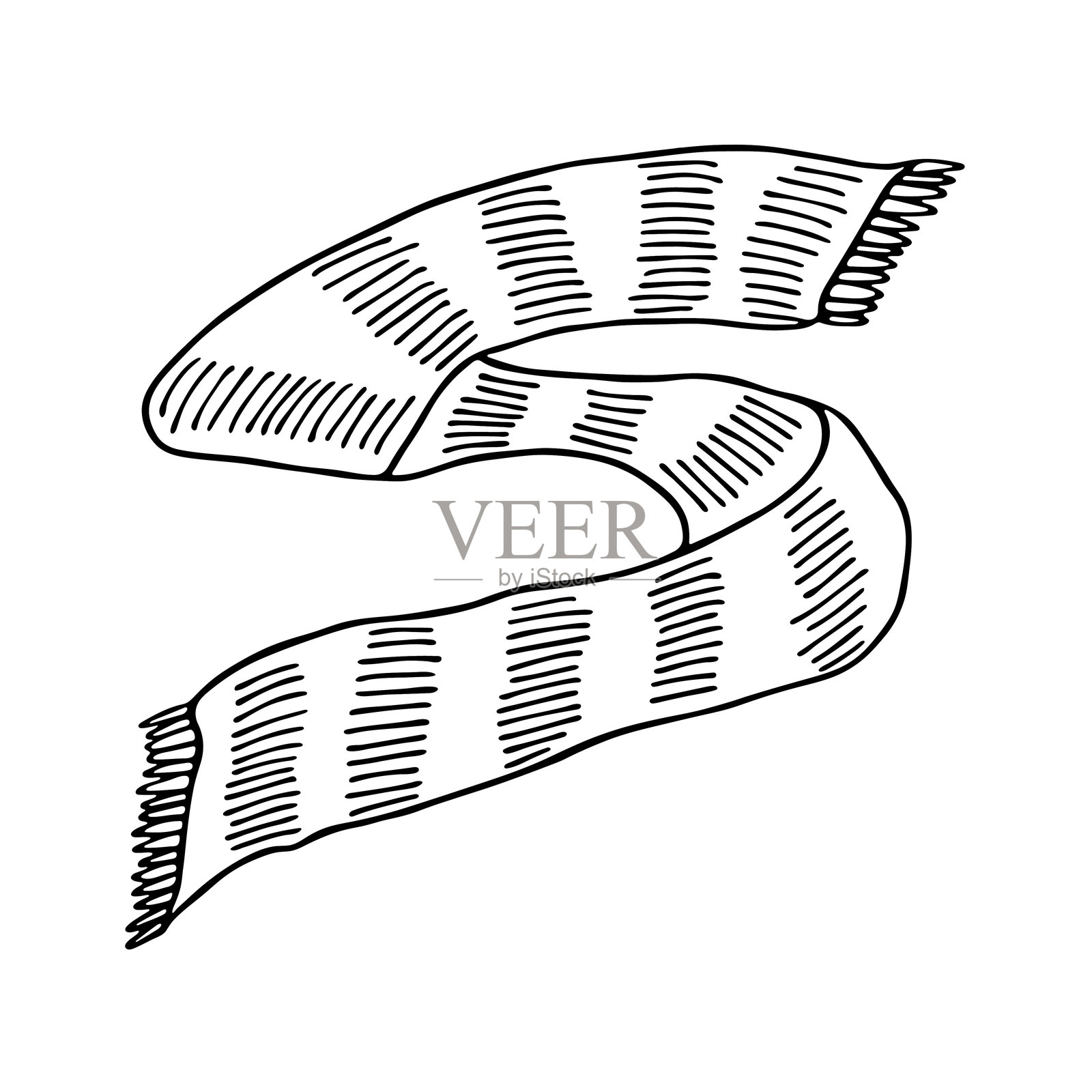 手绘毛线围巾涂鸦 冬季配饰 单一设计元素用于卡片、印刷、设计、装饰插画图片素材