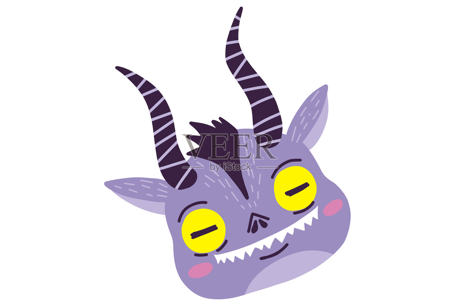 可爱的卡通恶魔。手绘圣诞克朗普斯山羊魔鬼插图。白色背景上的矢量插图。插画图片素材