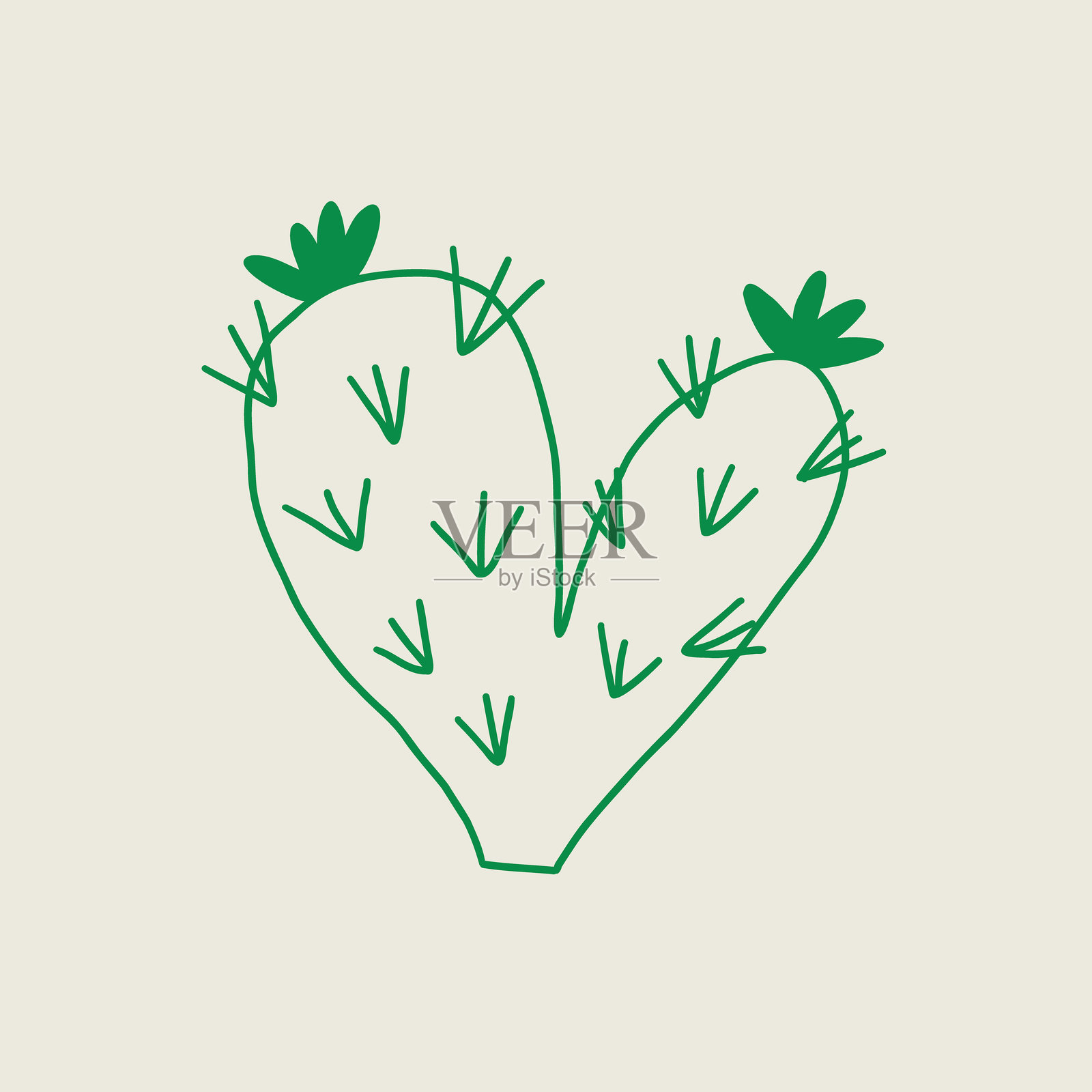 心形仙人掌线条插图插画图片素材