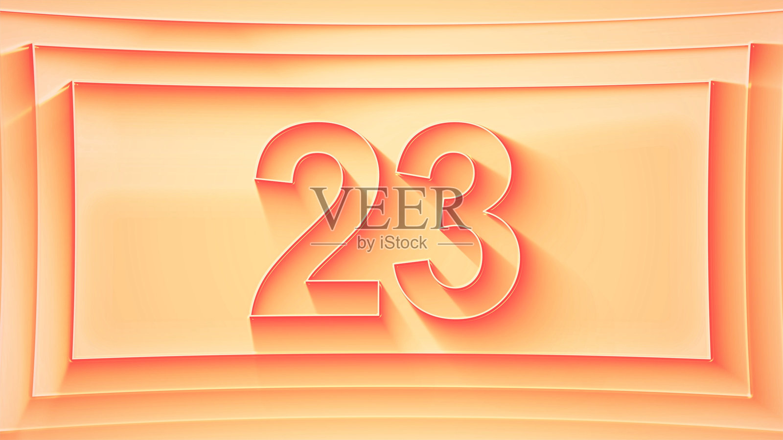 数字23。简约的浮雕数字,配有闪烁的灯光和动态阴影。插画图片素材