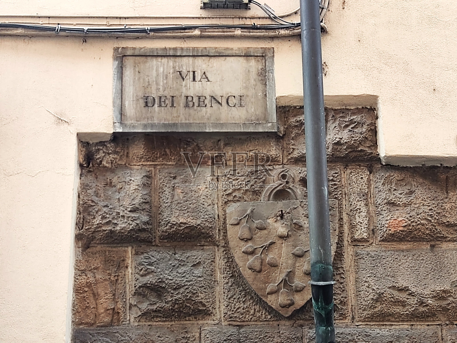 佛罗伦萨,意大利的贝恩奇街路标照片摄影图片