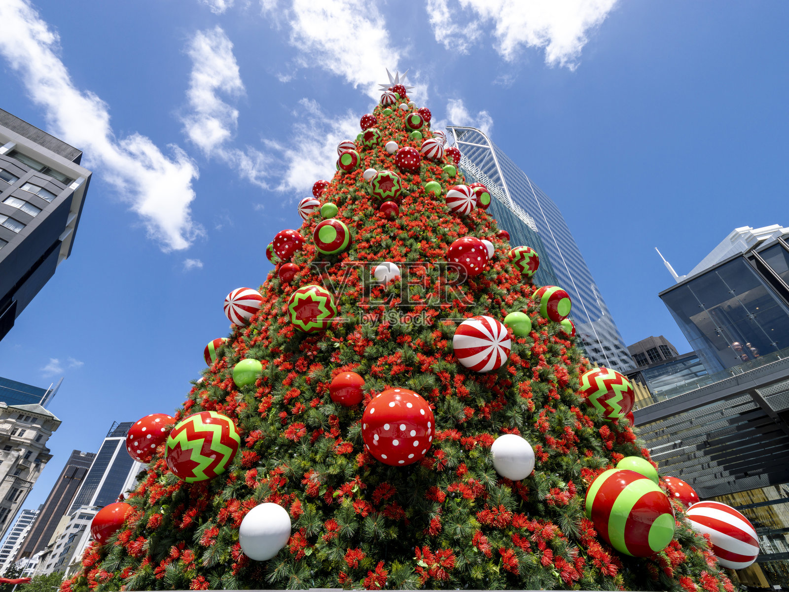 奥克兰,新西兰的圣诞树装饰品特写视图照片摄影图片