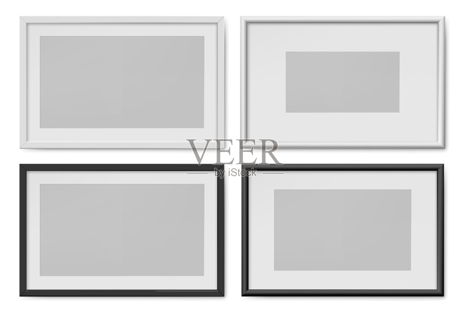 横向格式的摄影相框。用于横幅、模型或绘图或图像模板的矢量孤立边框。家居室内装饰、配件或画廊展示布局。插画图片素材