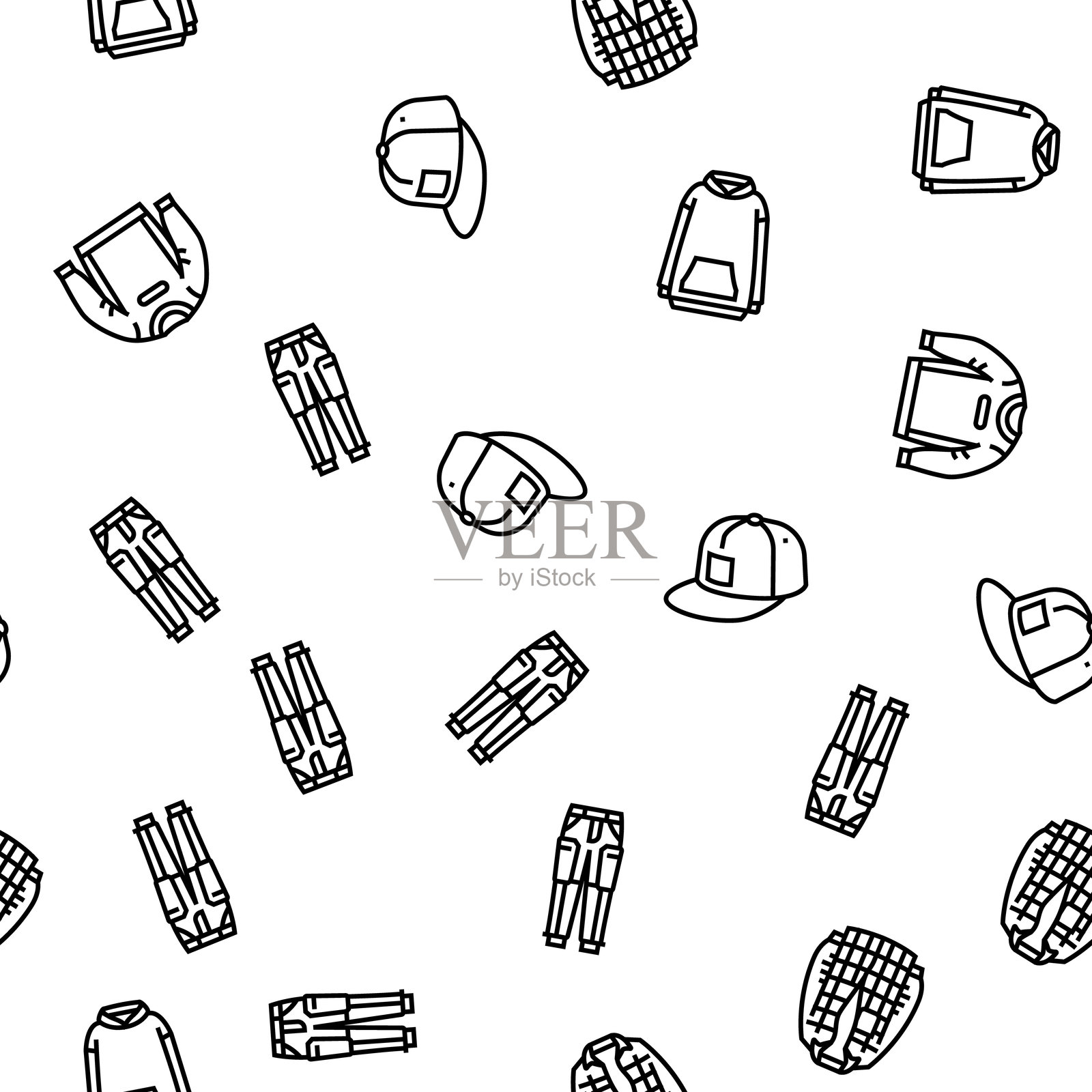 街头服饰时尚城市无缝图案矢量图插画图片素材