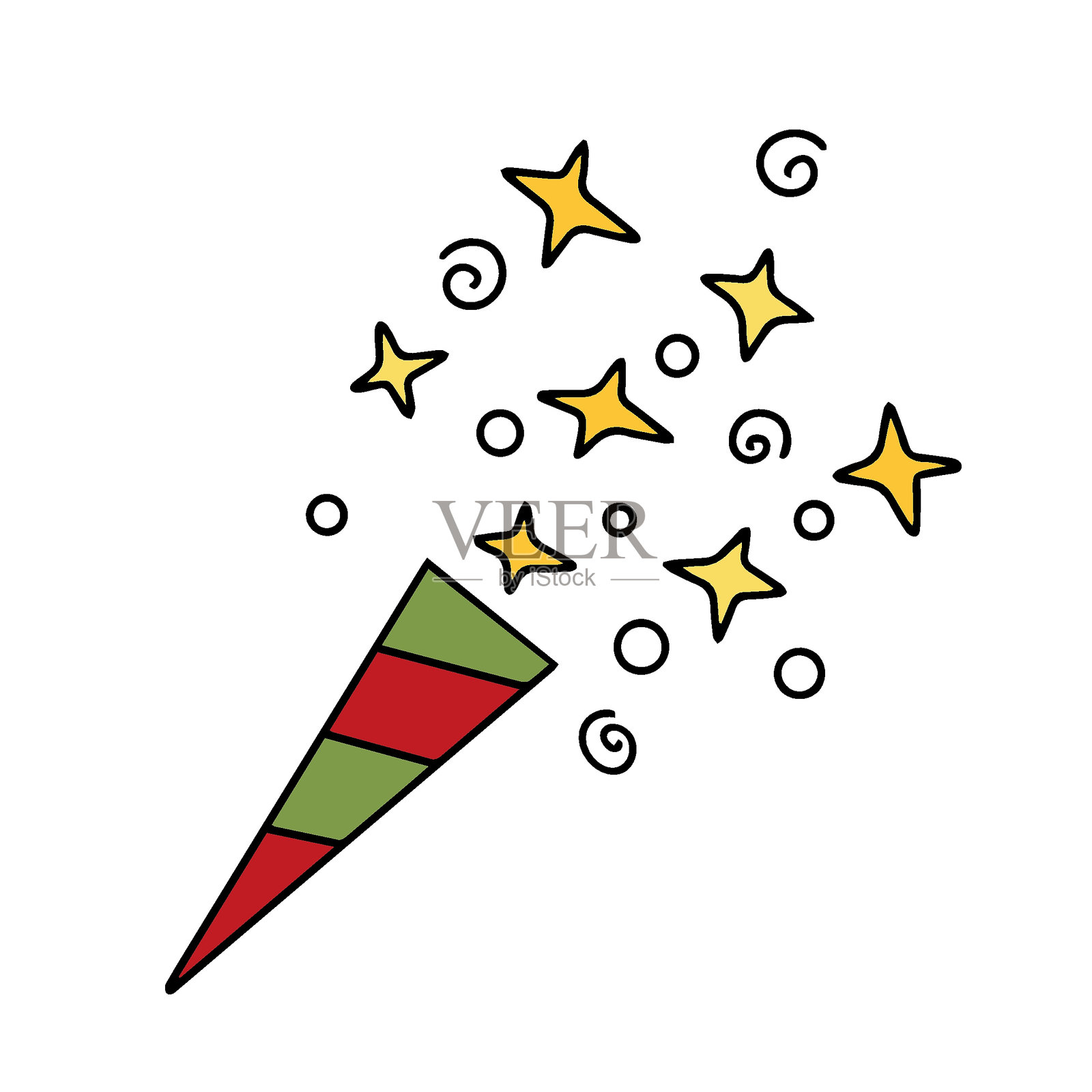 矢量插图。圣诞烟花。节日烟花。卡通设计元素插画图片素材