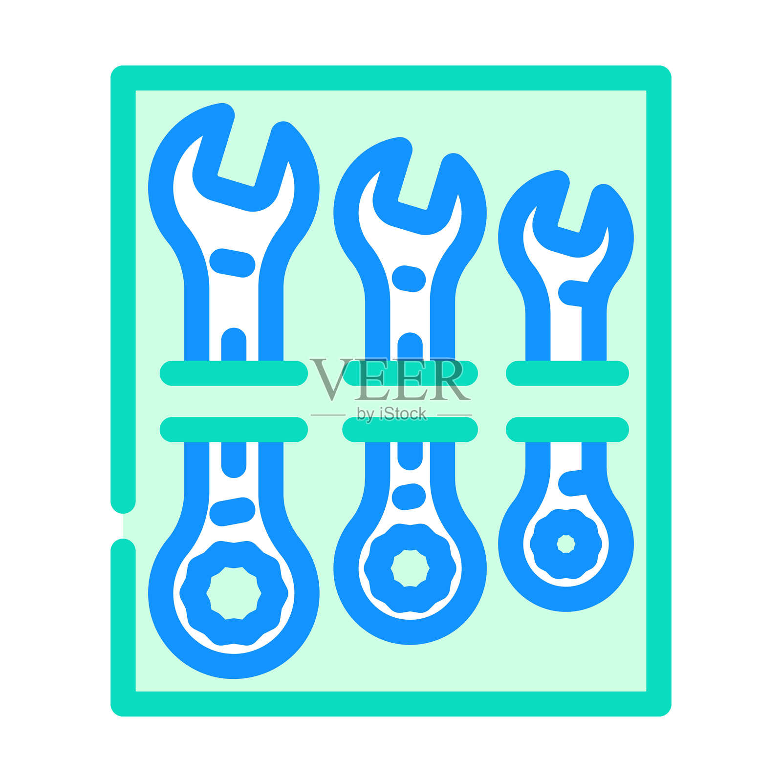 汽车维修工具扳手套件彩色图标插图插画图片素材