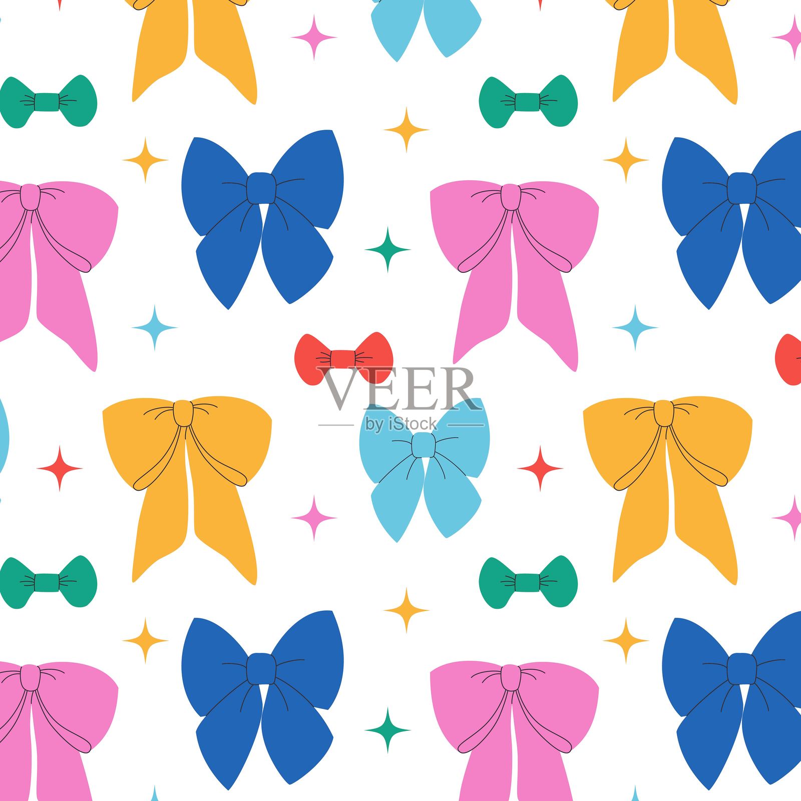 手绘可爱的礼品丝带插画图片素材