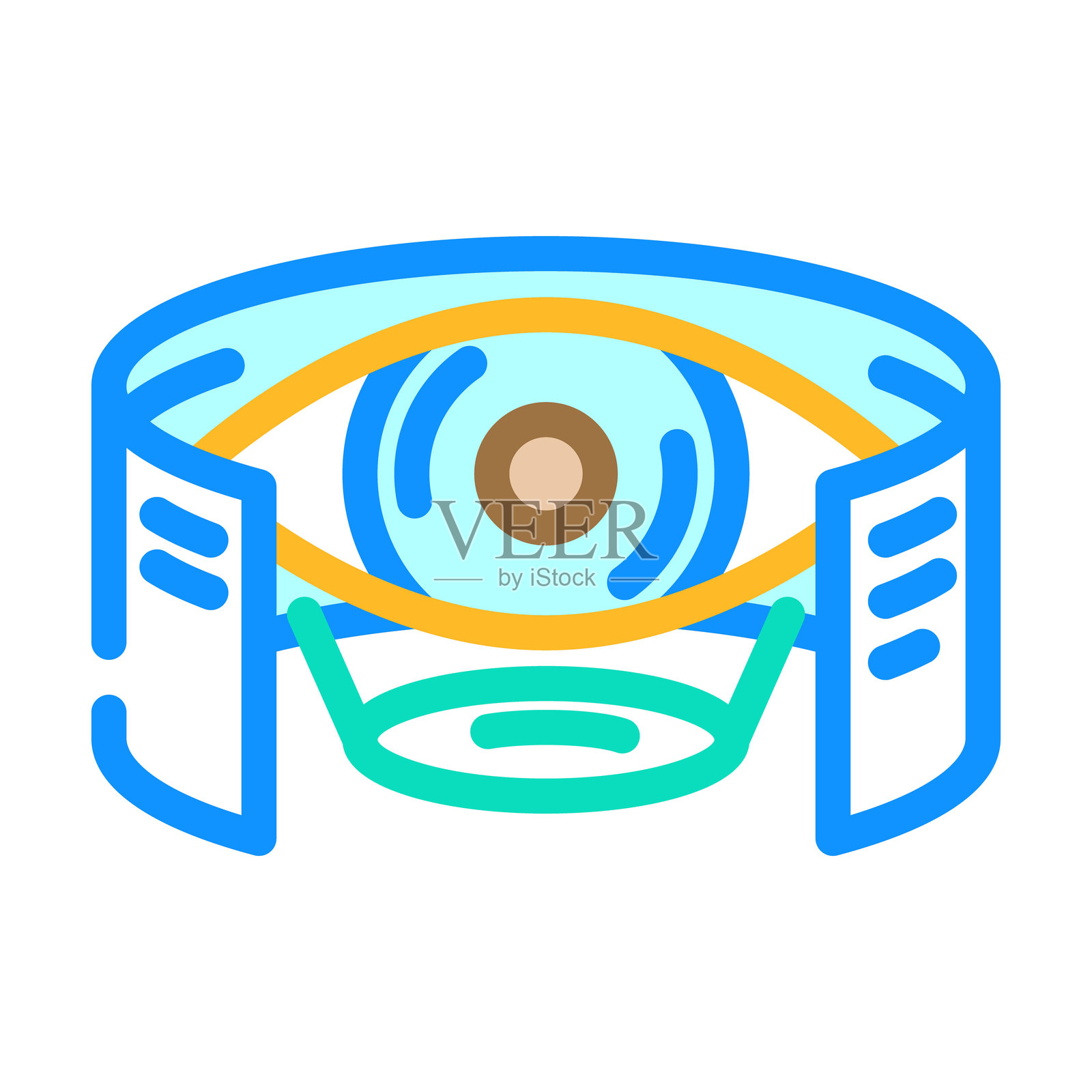 增强现实眼睛图标,彩色图标矢量插图插画图片素材