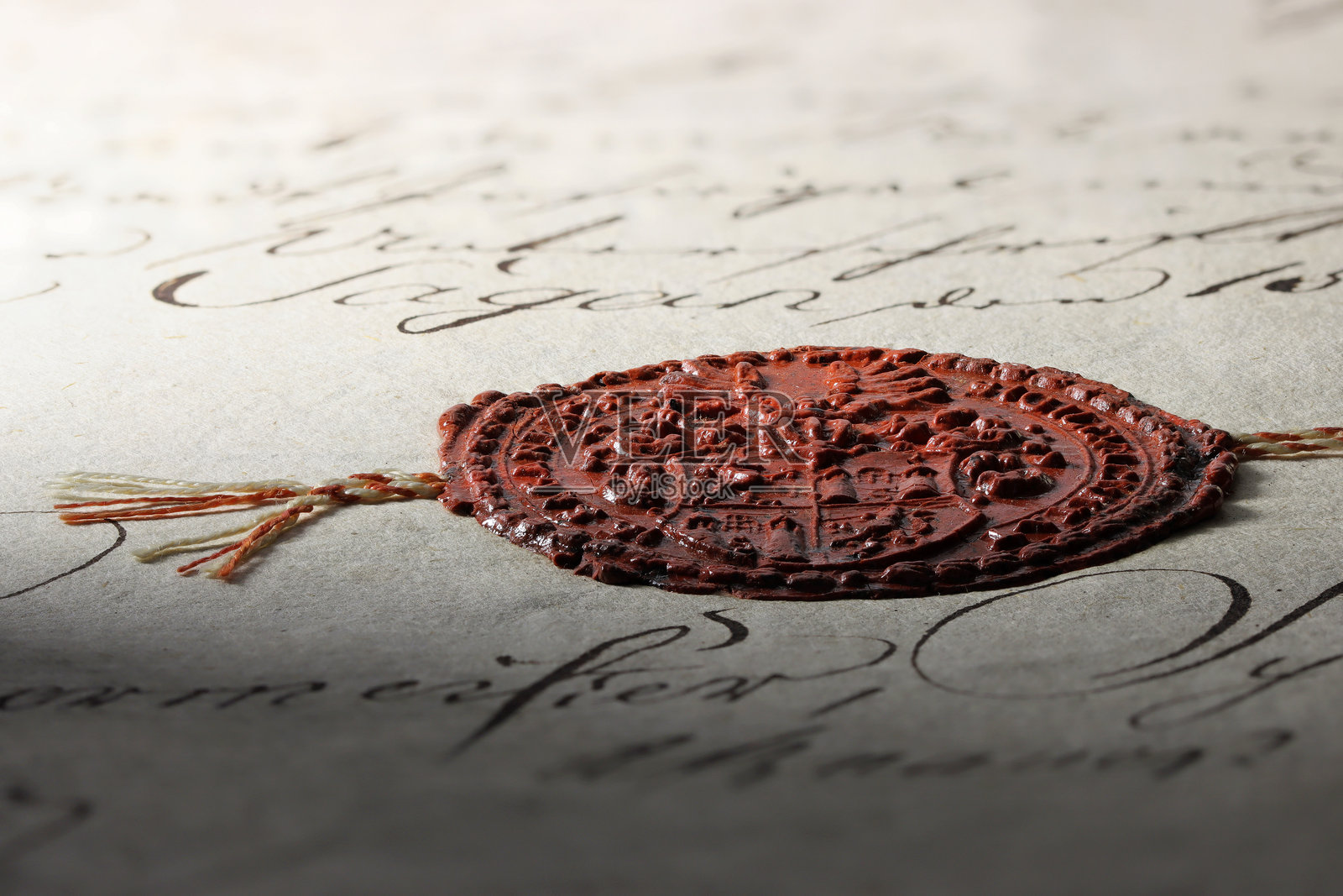 18世纪文件上的蜡封照片摄影图片