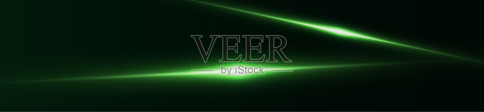 绿色水平镜片,光晕,激光束,光线,光辉条纹在黑色背景上,抽象发光背景。插画图片素材