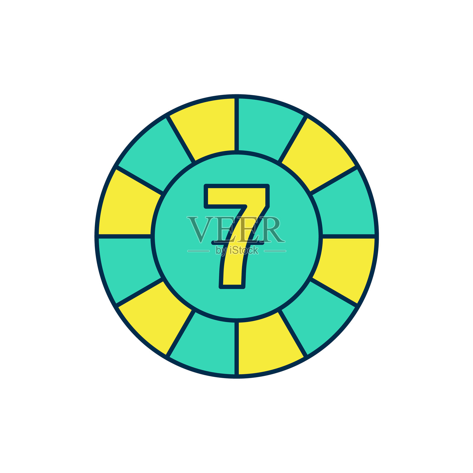 填充轮廓的赌场筹码图标,背景为白色。赌场赌博。矢量图。插画图片素材