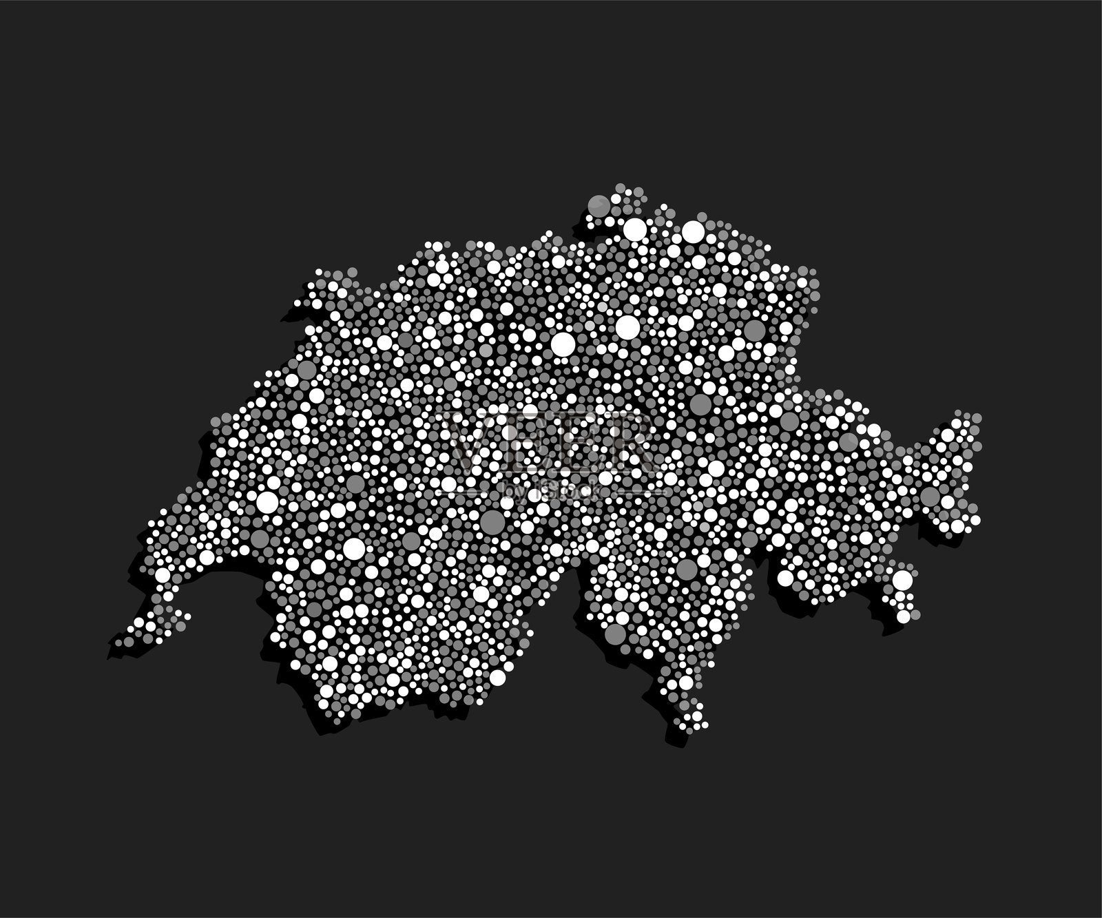 用随机点创作的瑞士地图插画图片素材