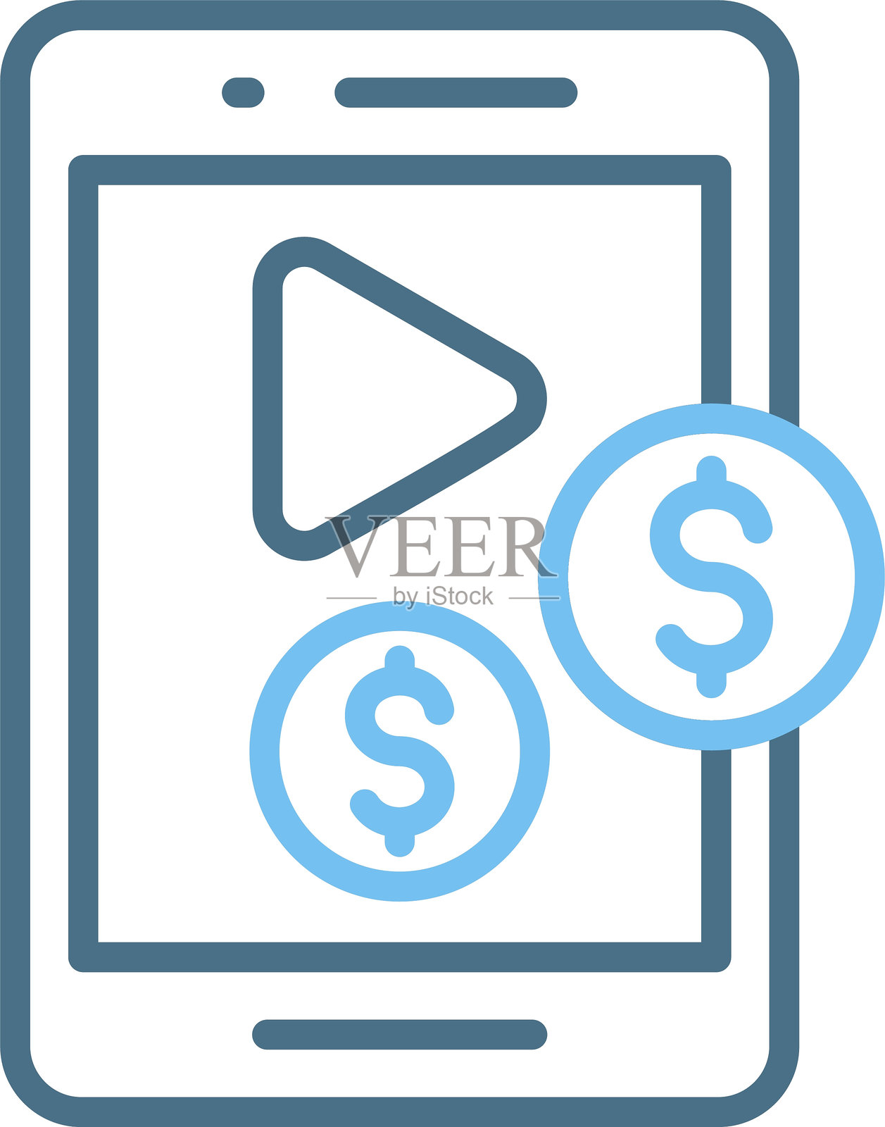 多媒体货币化线条双色图标插画图片素材