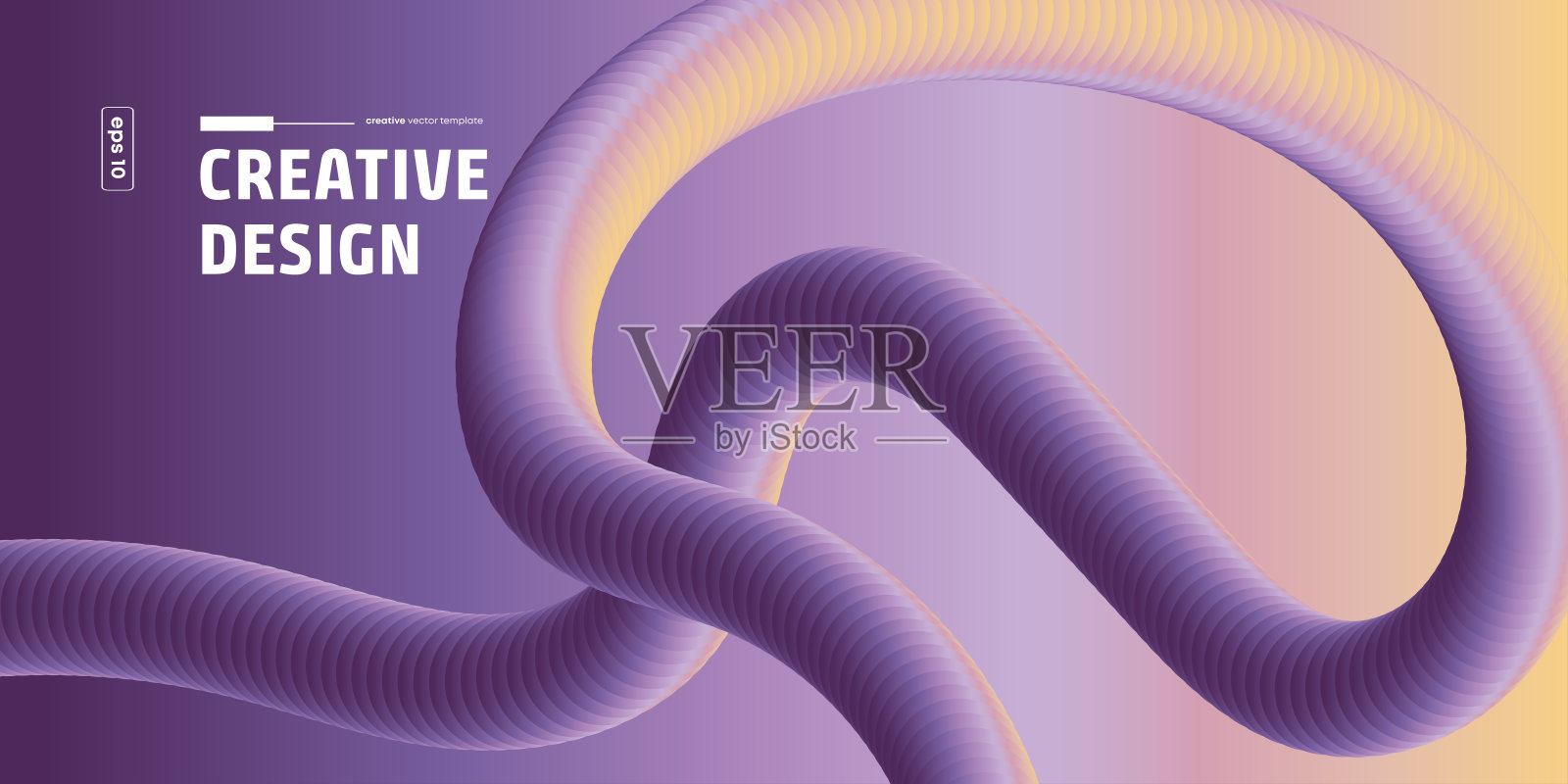 抽象背景与颜色渐变线条形状。抽象波浪带。3D形状图形元素。带有曲线、流动波和曲线设计元素的矢量设计。插画图片素材