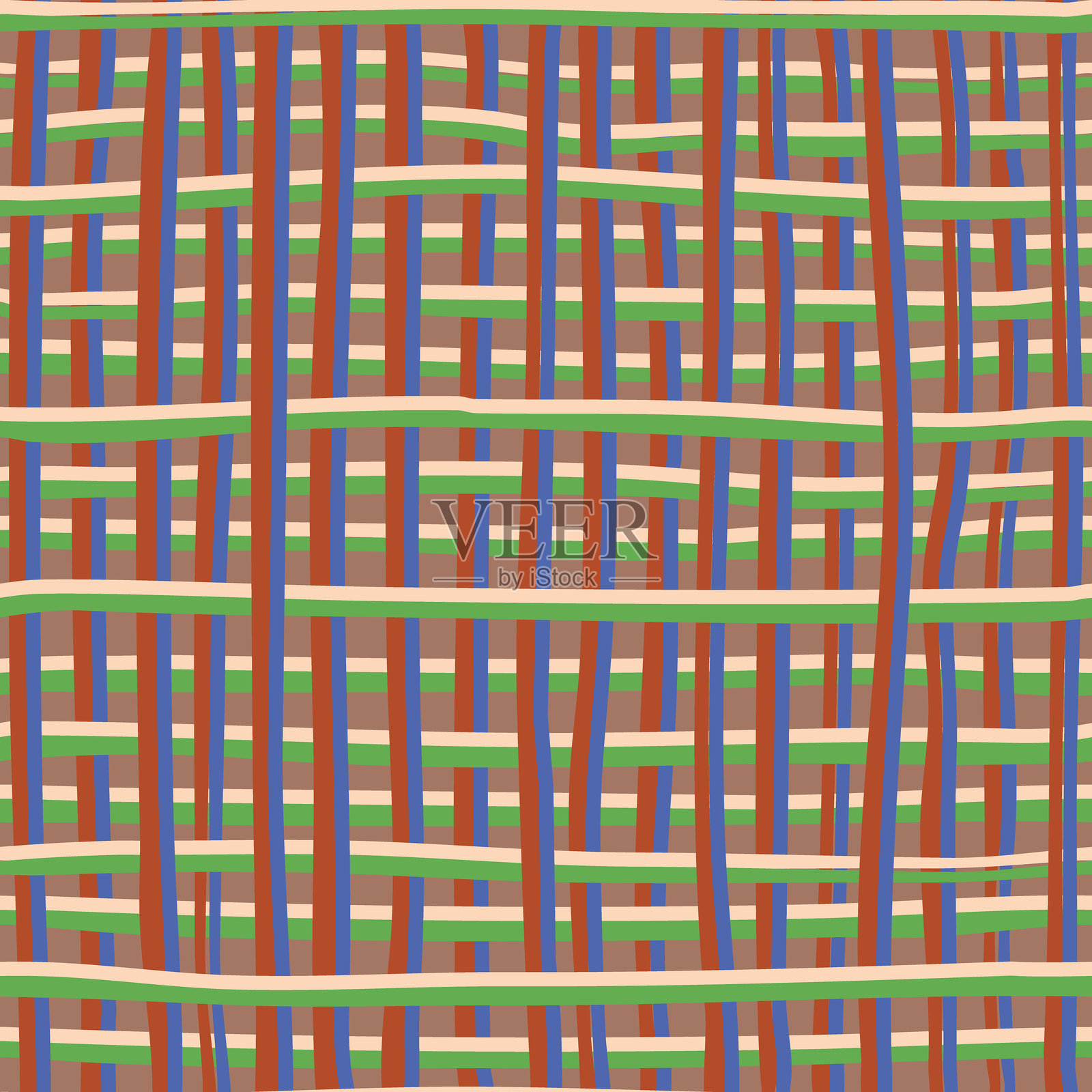 复古不规则网格无缝重复图案。插画图片素材