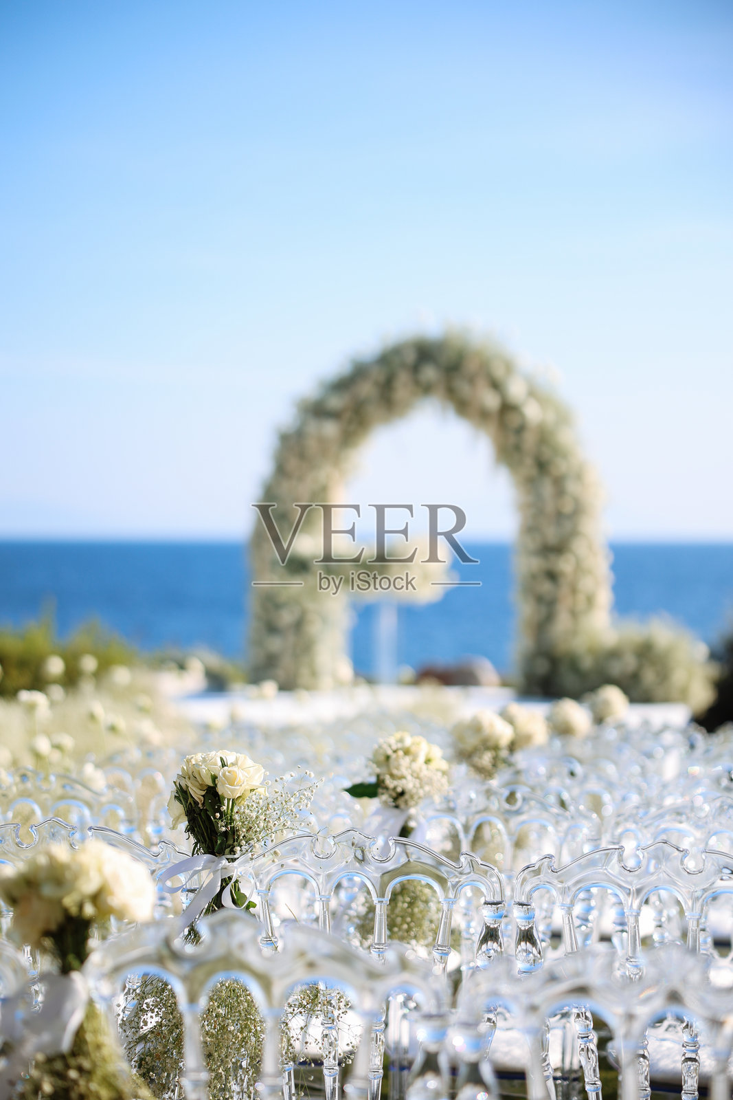 美丽的海滩婚礼拱门照片摄影图片