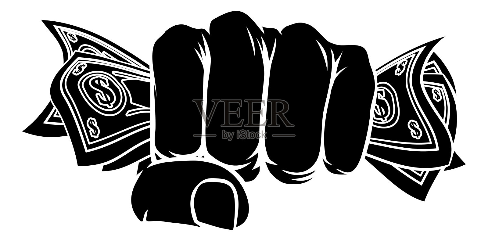 握着满手现金的金钱拳头插画图片素材