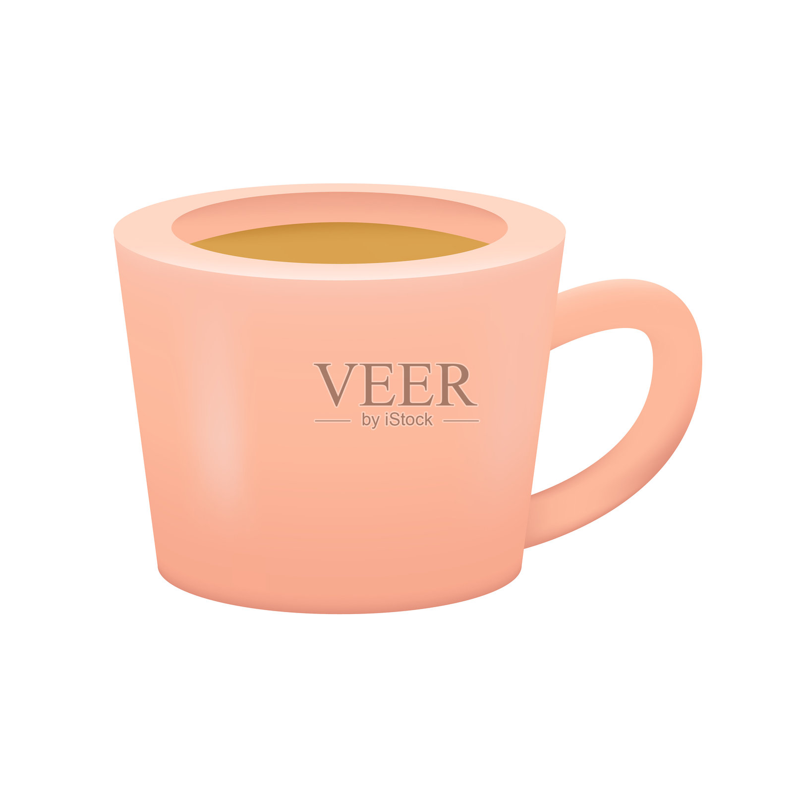 咖啡杯图标。茶歇,早餐概念。卡通极简风格。时尚3D矢量真实插图。插画图片素材