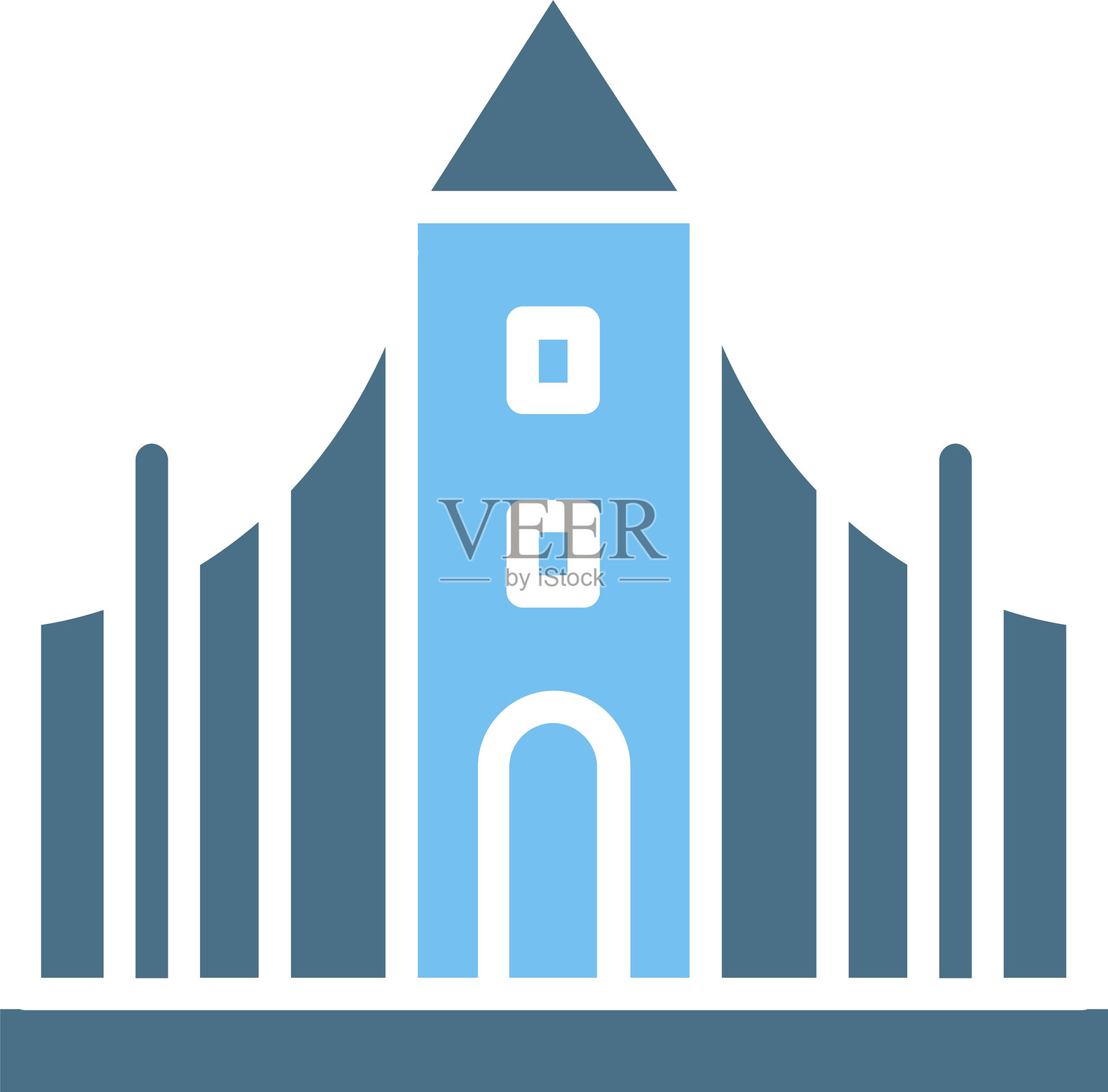 哈格尔格林教堂图标双色图案插画图片素材