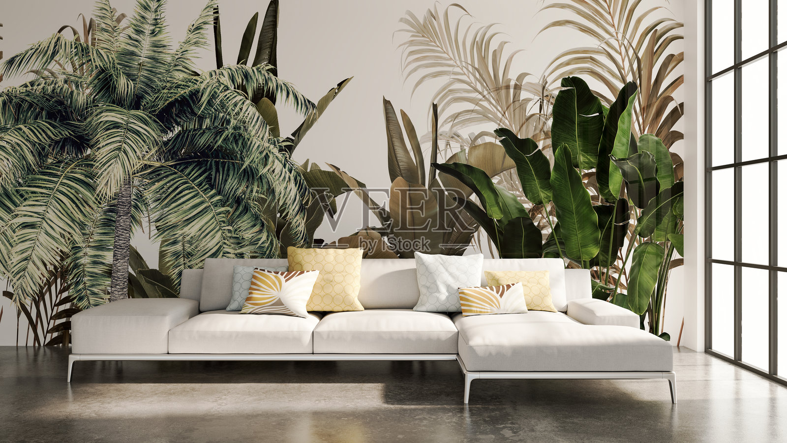 大型奢华现代明亮室内客厅模型插图3D渲染图像照片摄影图片