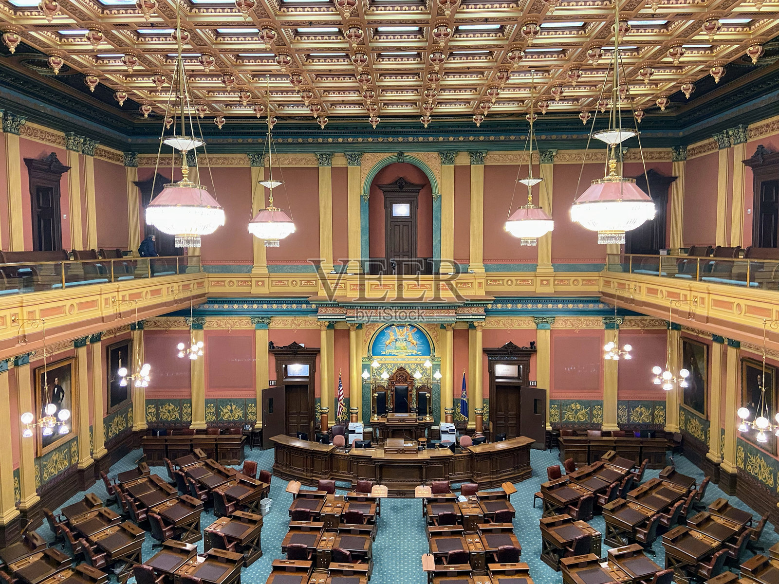 密歇根州兰辛的州议会大厦照片摄影图片