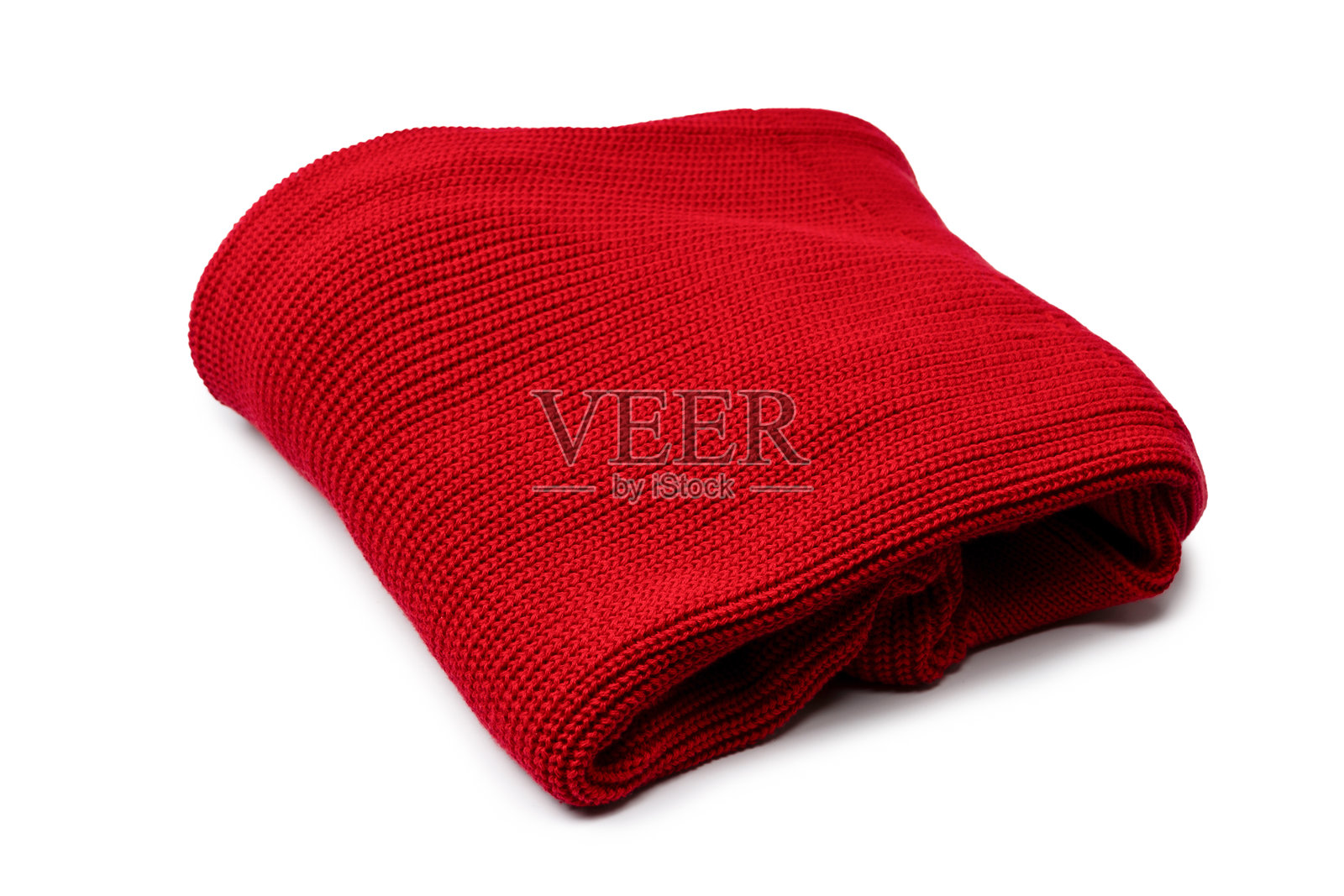 红色温暖毛衣,背景为白色。照片摄影图片