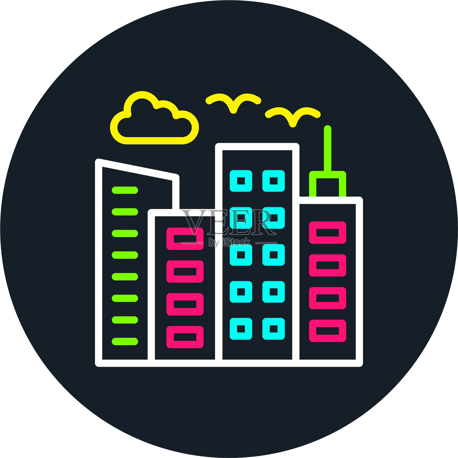 天空符号线条多色图标插画图片素材