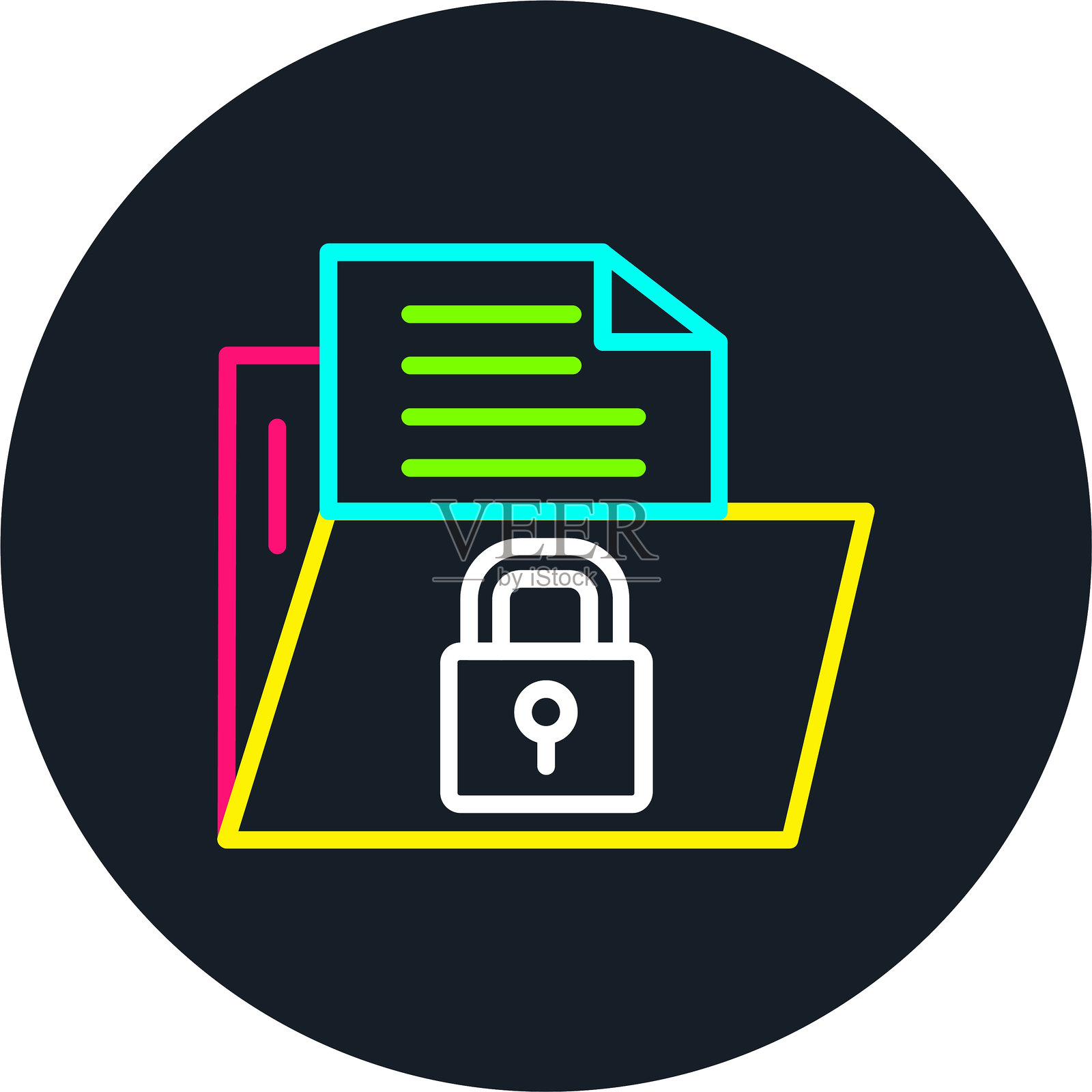 保密线多色图标插画图片素材