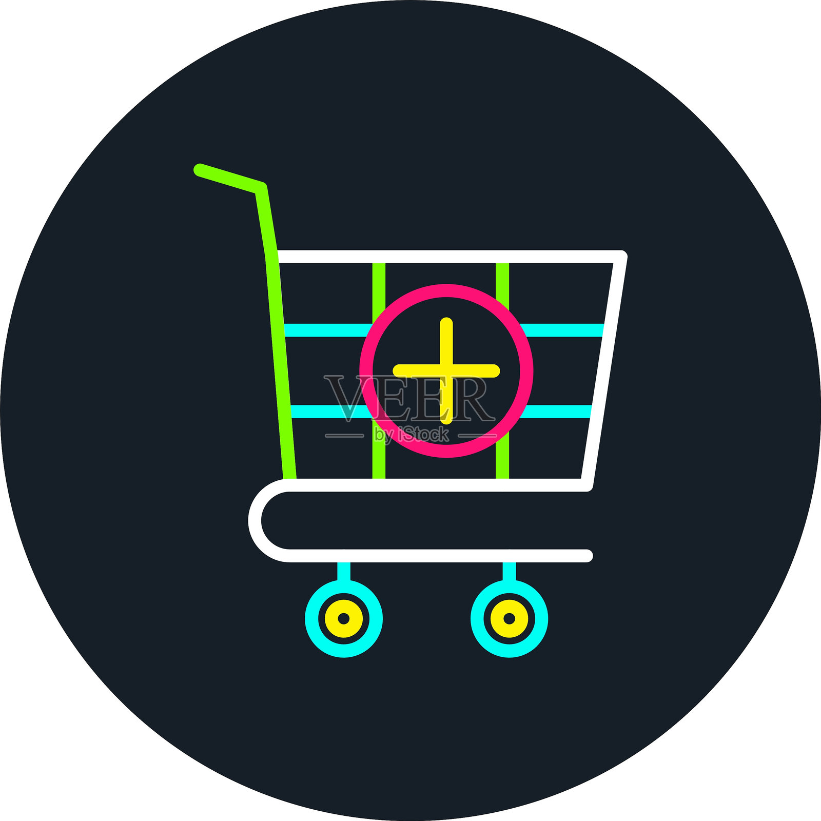 多色购物车图标插画图片素材