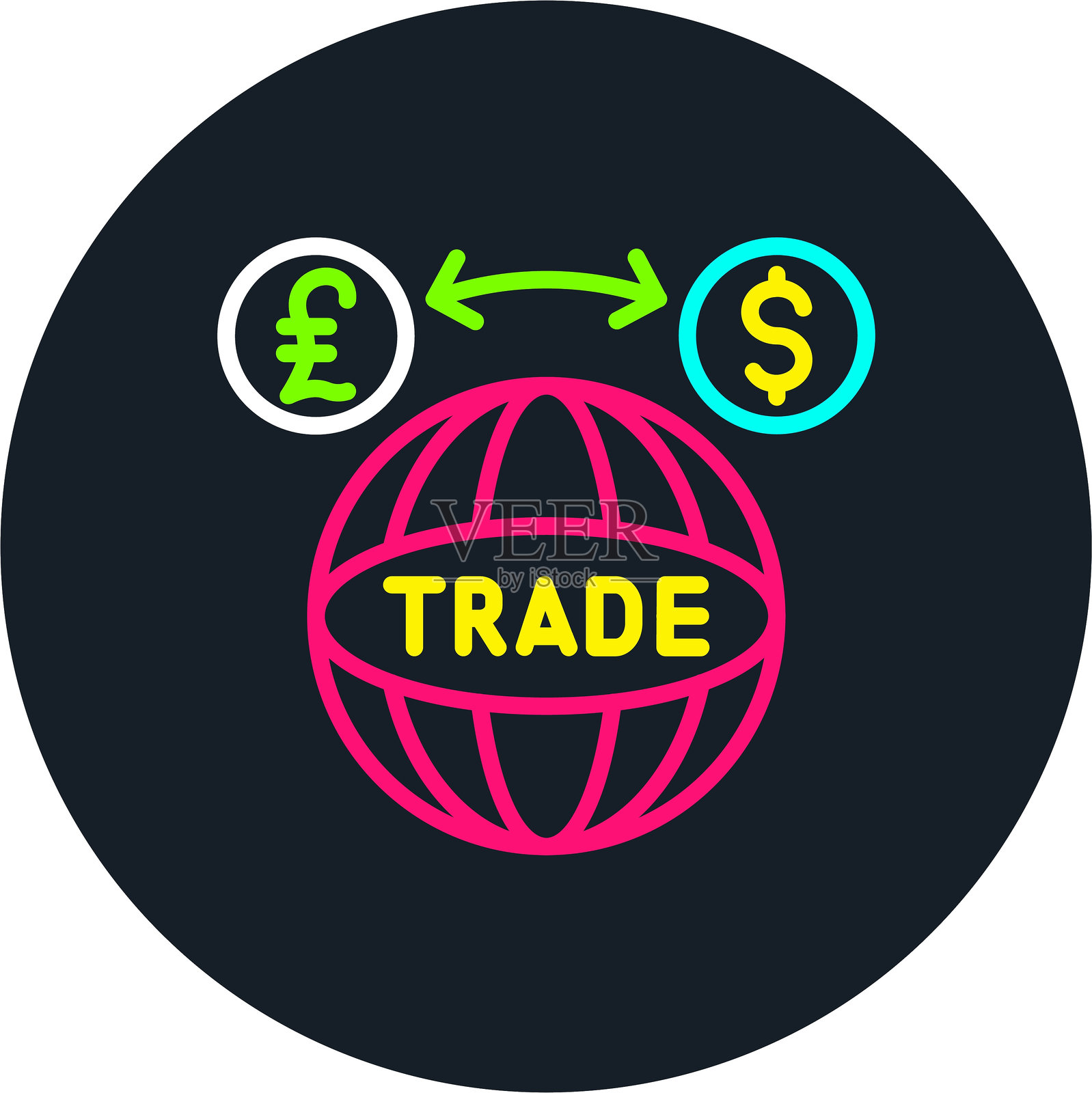 贸易线路多色图标插画图片素材