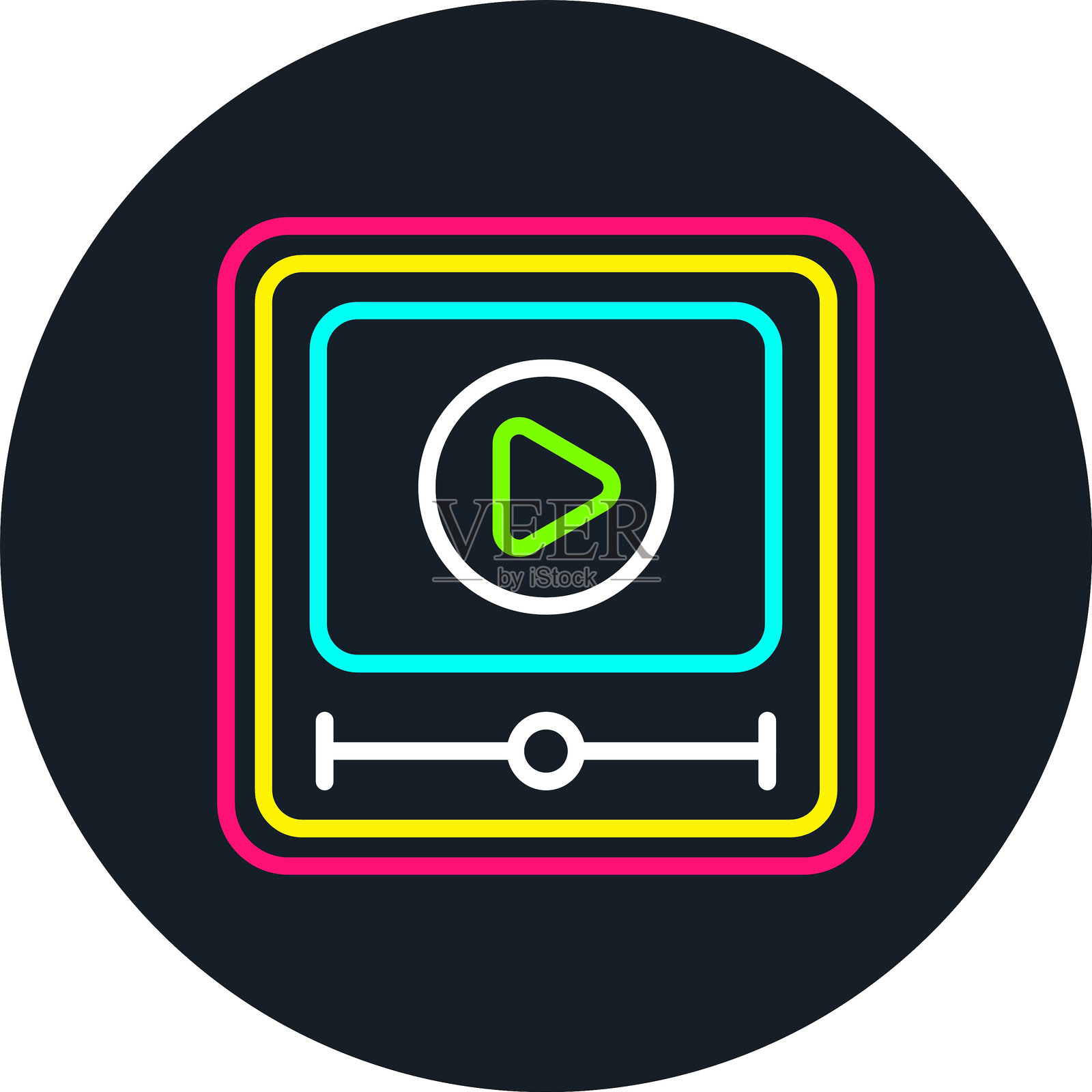 视频播放线多色图标插画图片素材