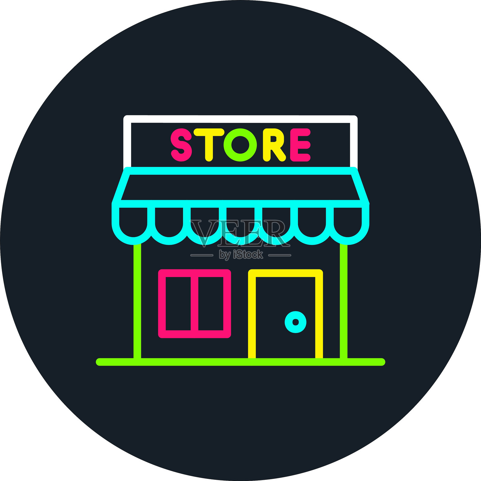 商店线条多色图标插画图片素材