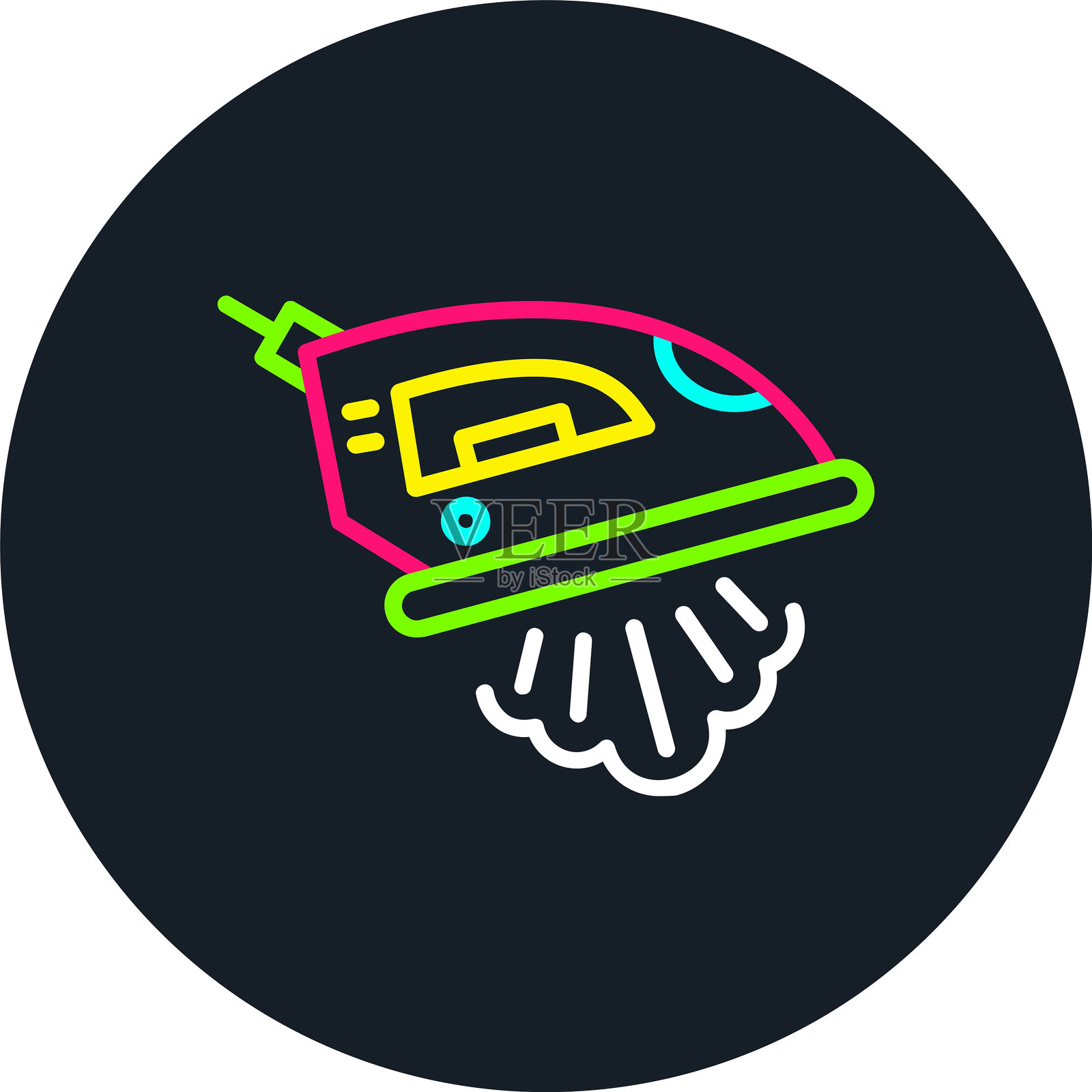 蒸汽熨斗线条多色图标插画图片素材