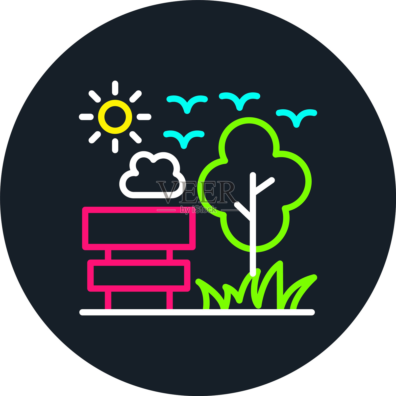 公园线多色图标插画图片素材