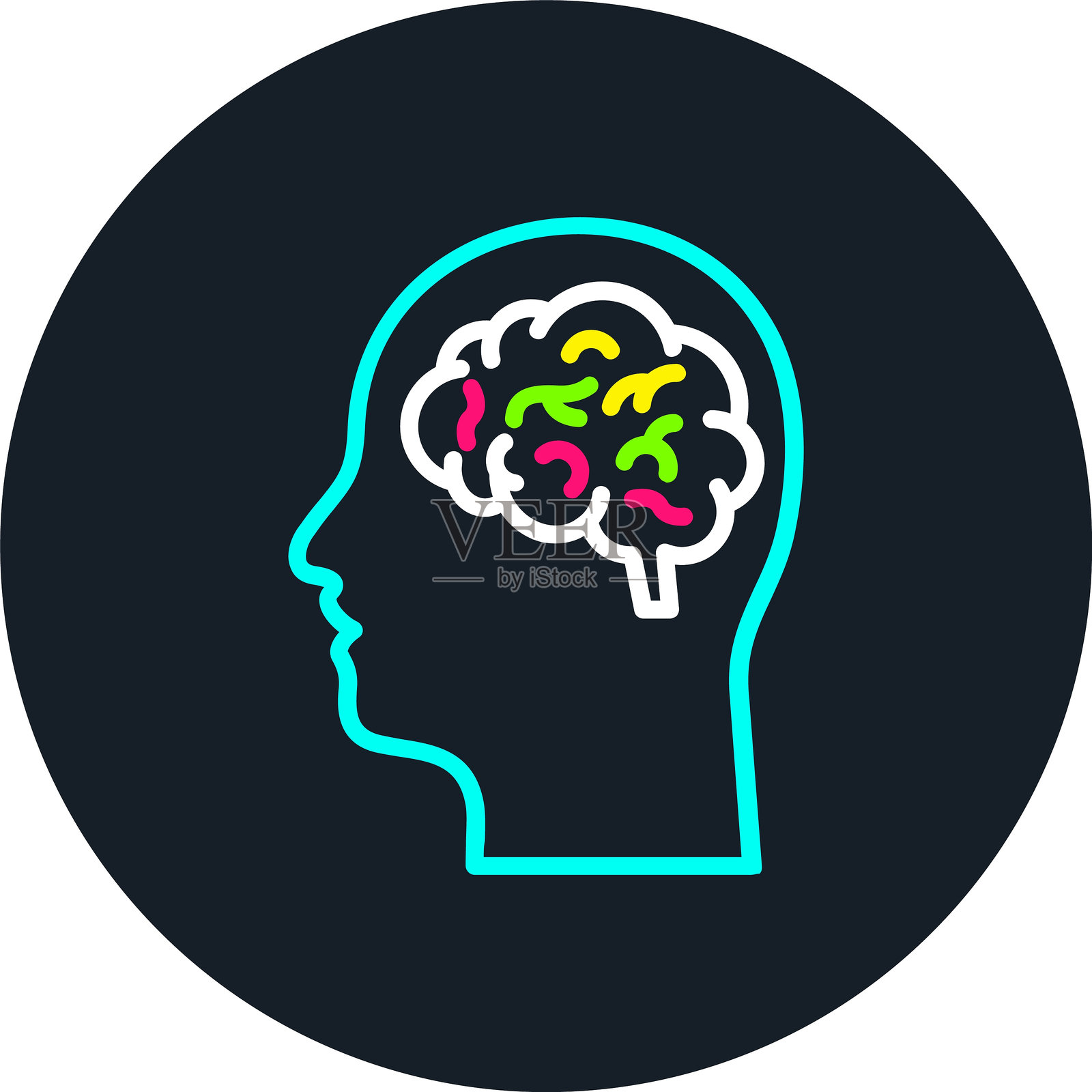 多色图标的头部线条插画图片素材