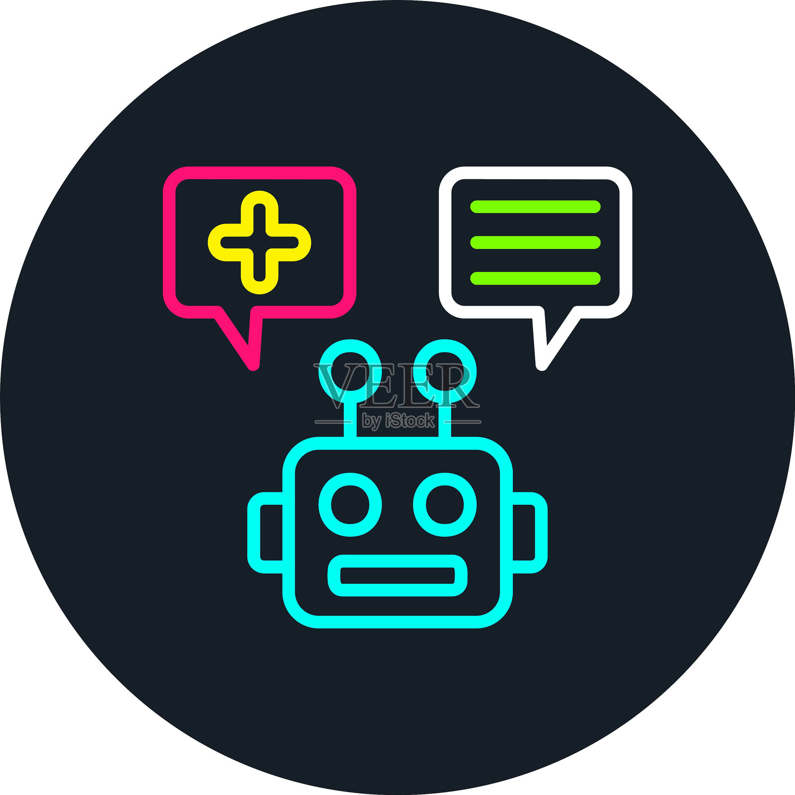 聊天机器人线条多色图标插画图片素材