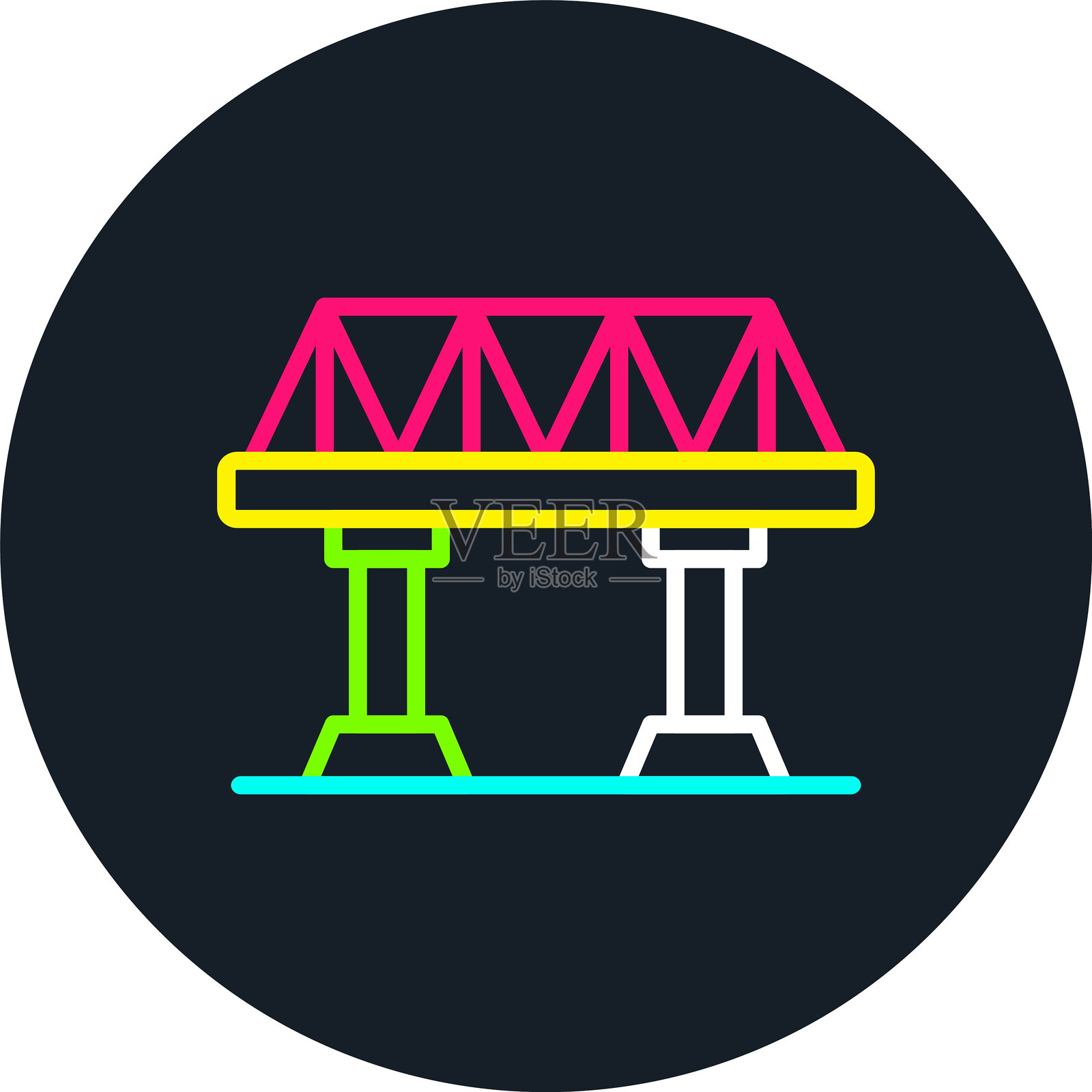 多色桥梁线图标插画图片素材