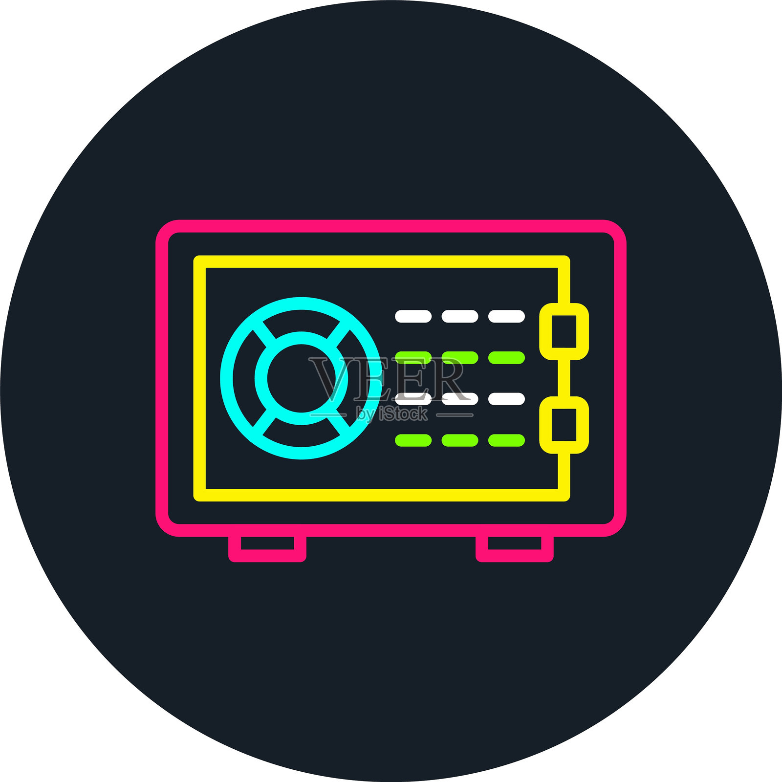 安全箱线条多色图标插画图片素材