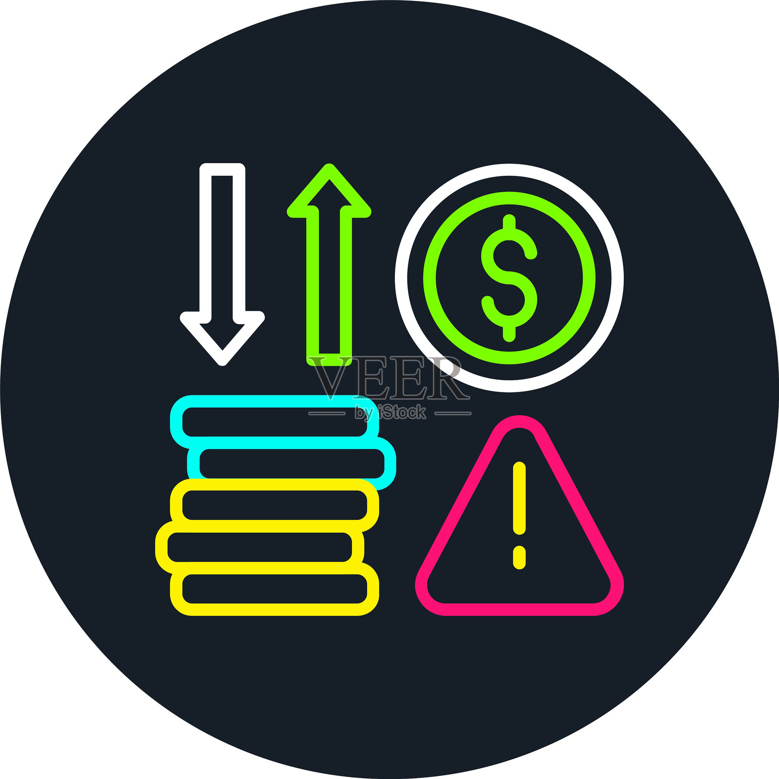 金融风险线多色图标插画图片素材