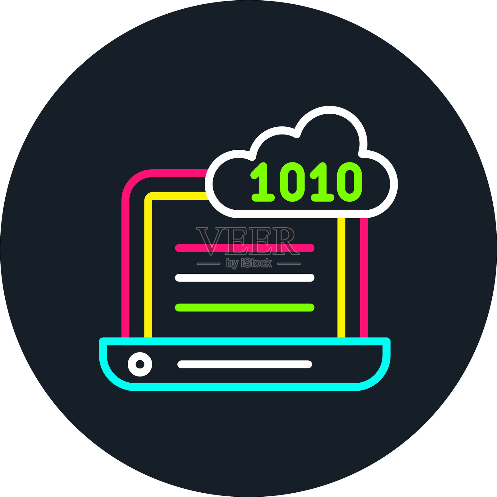 多色二进制代码线图标插画图片素材