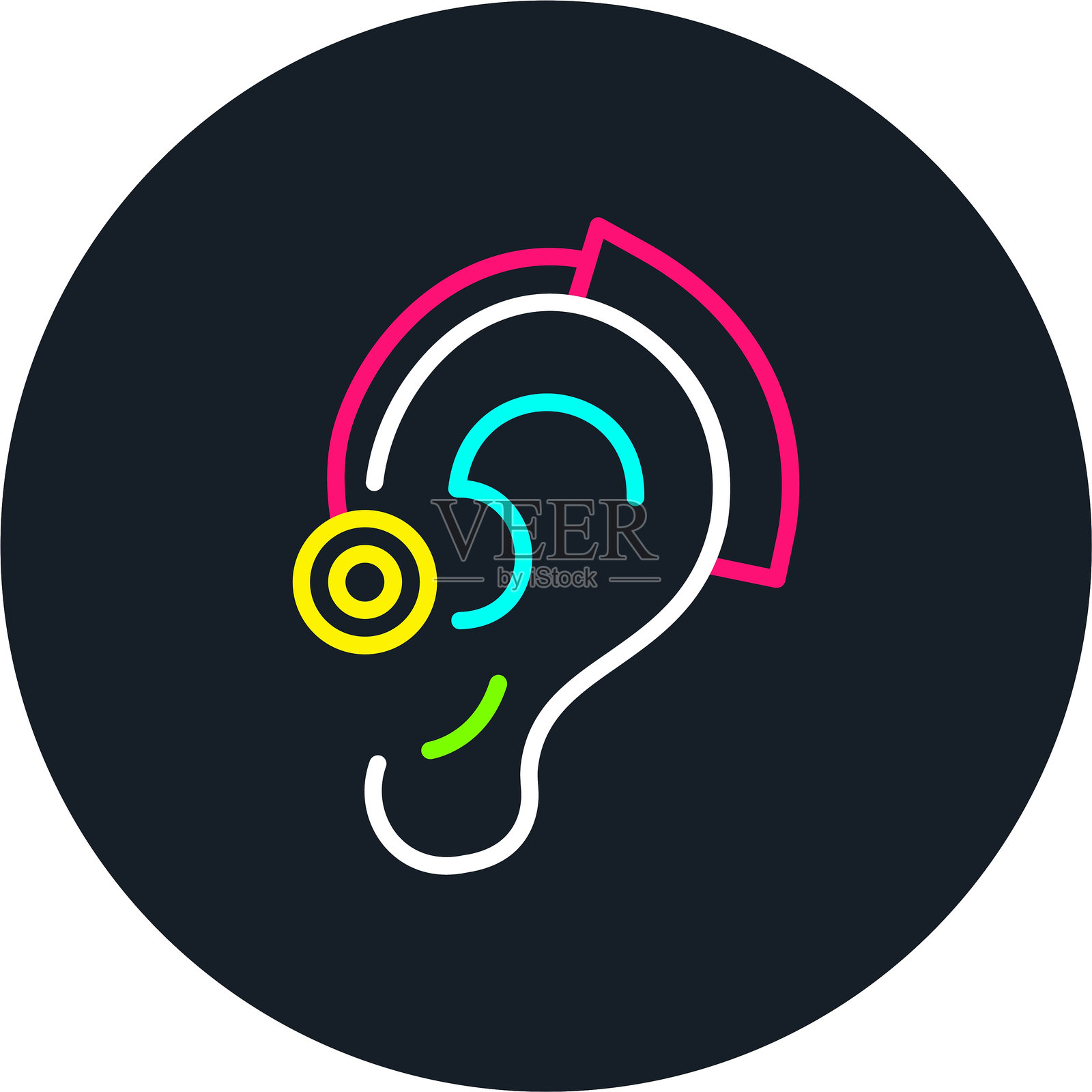 助听器 线条 多色图标插画图片素材