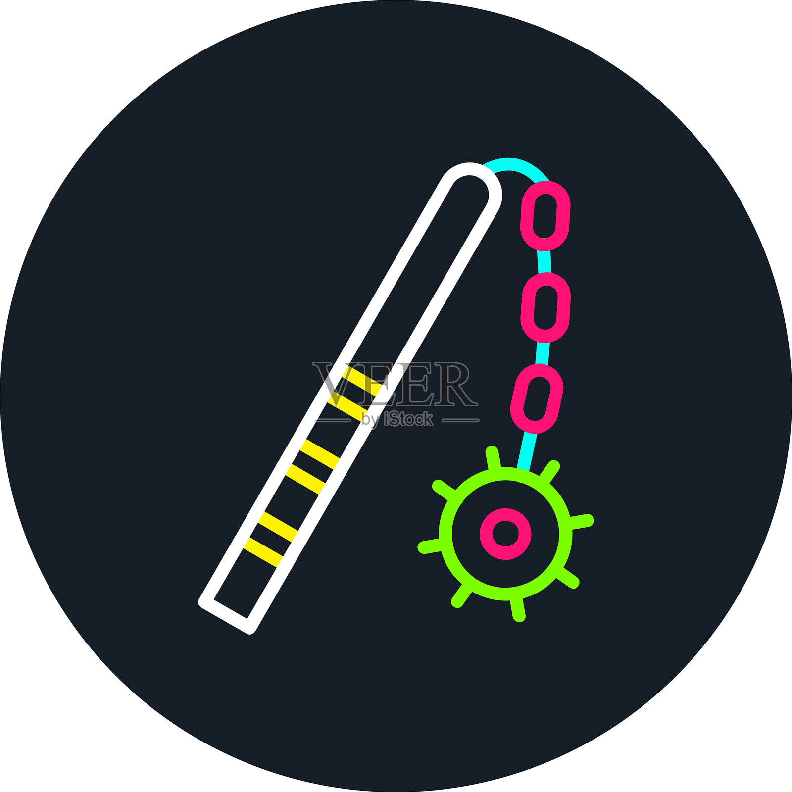 多色图标的权杖线条插画图片素材