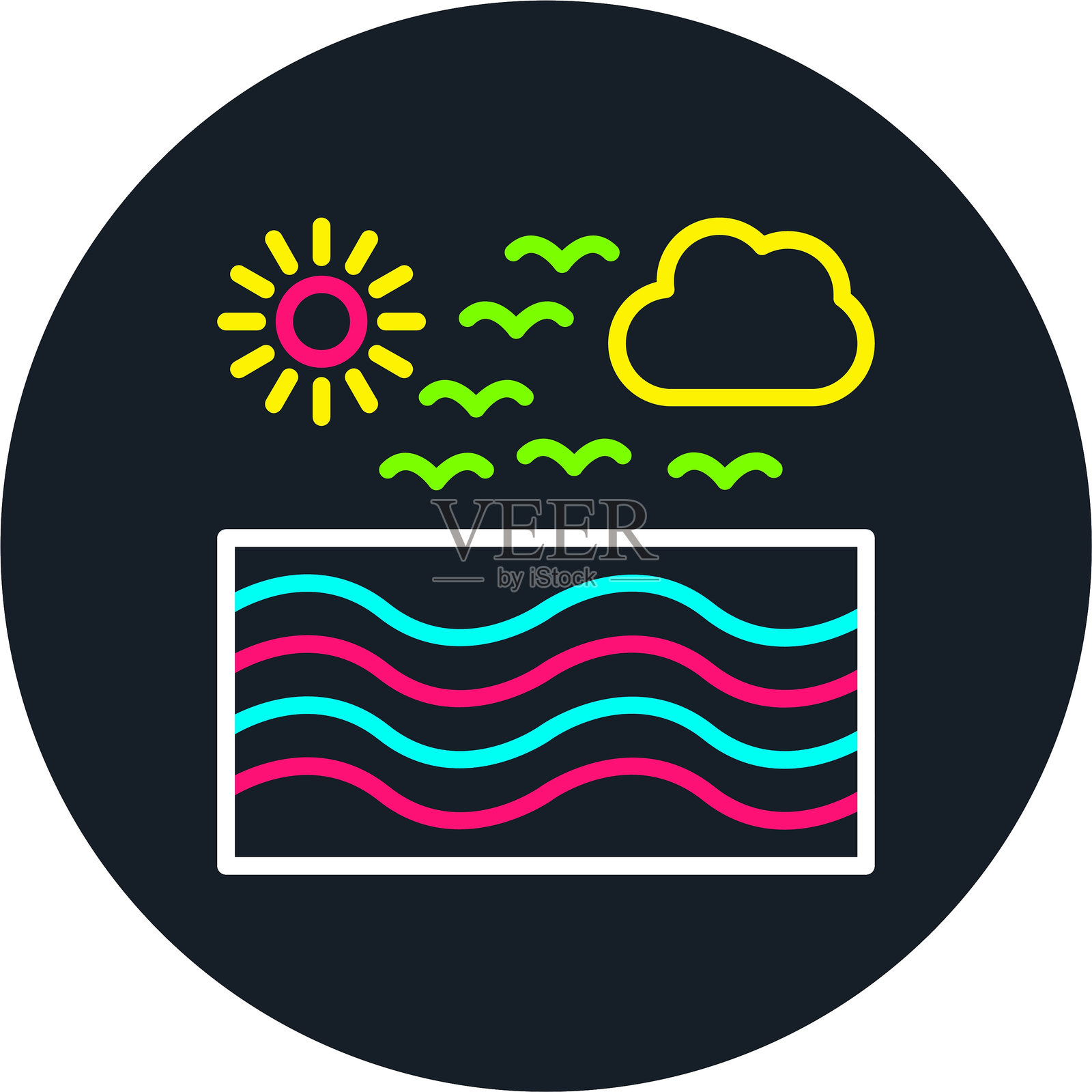 多色水波线图标插画图片素材