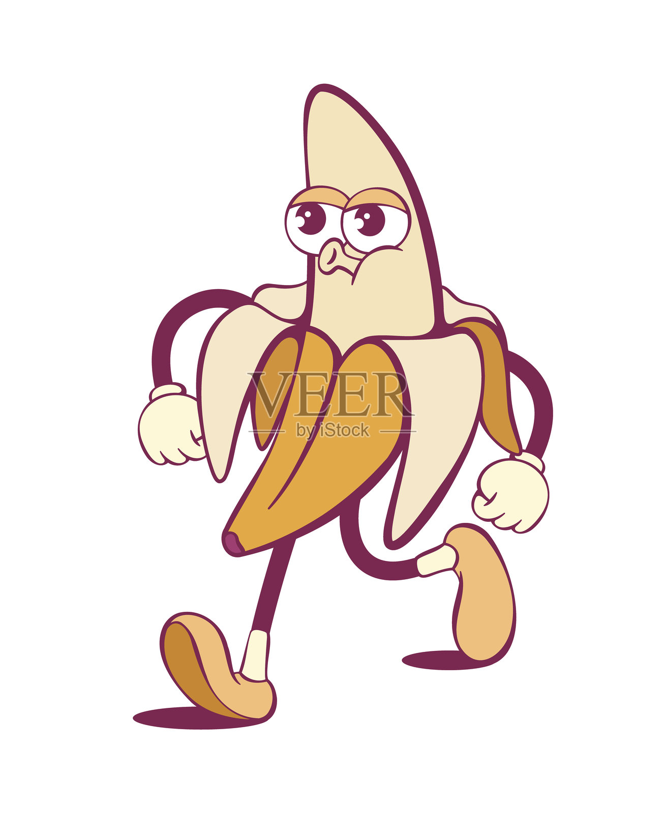 搞笑的奇幻香蕉卡通角色,风格独特而时尚插画图片素材