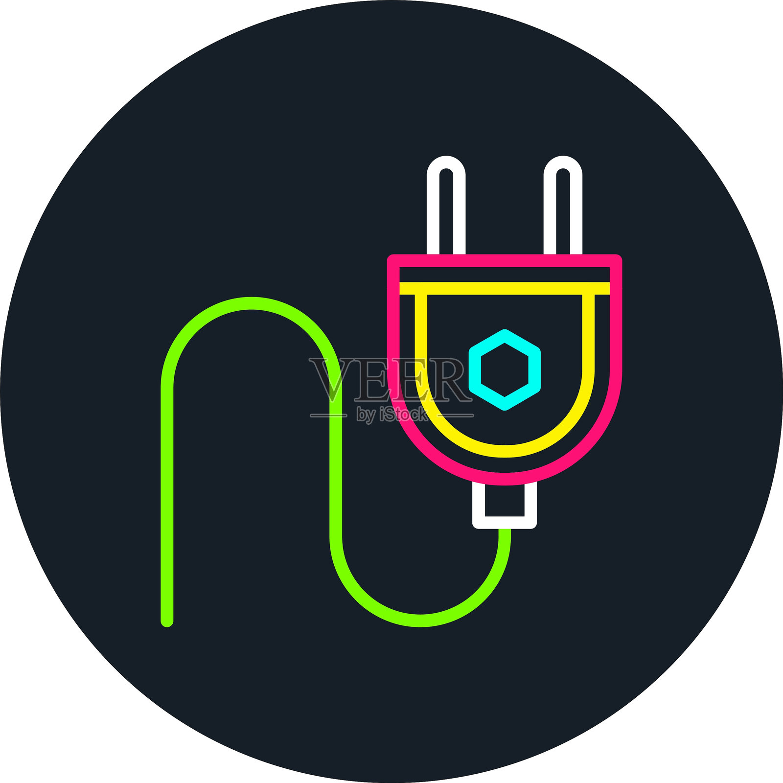 插头线多色图标插画图片素材