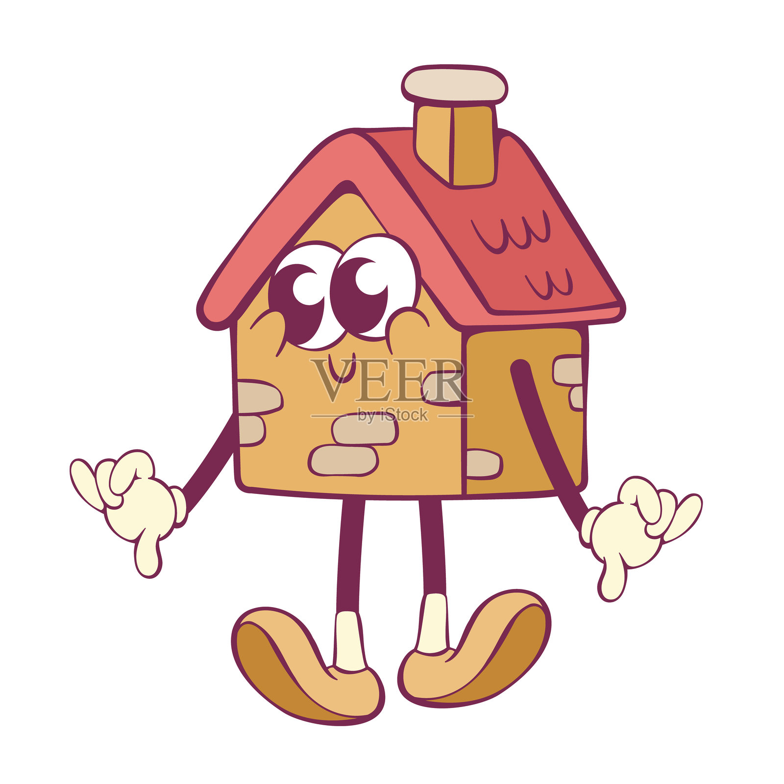 可爱的迷你房屋卡通角色插画图片素材